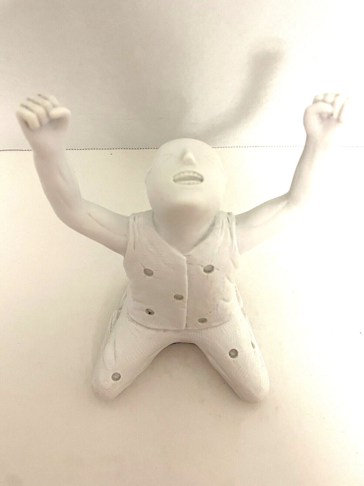 Crying Man Male Figure Praying Pleading On Knees Arms Up White Resin