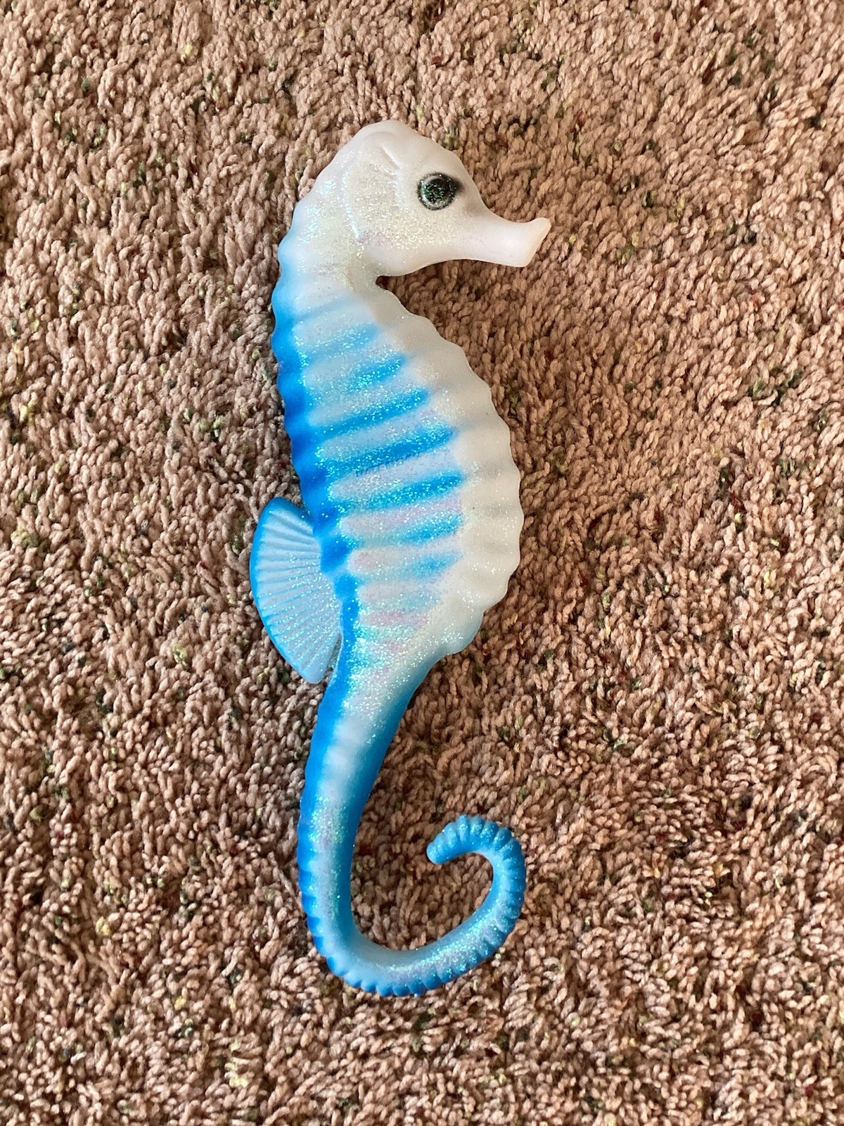 Plastic Blue Glitter Seahorse 10 1/4” Tall