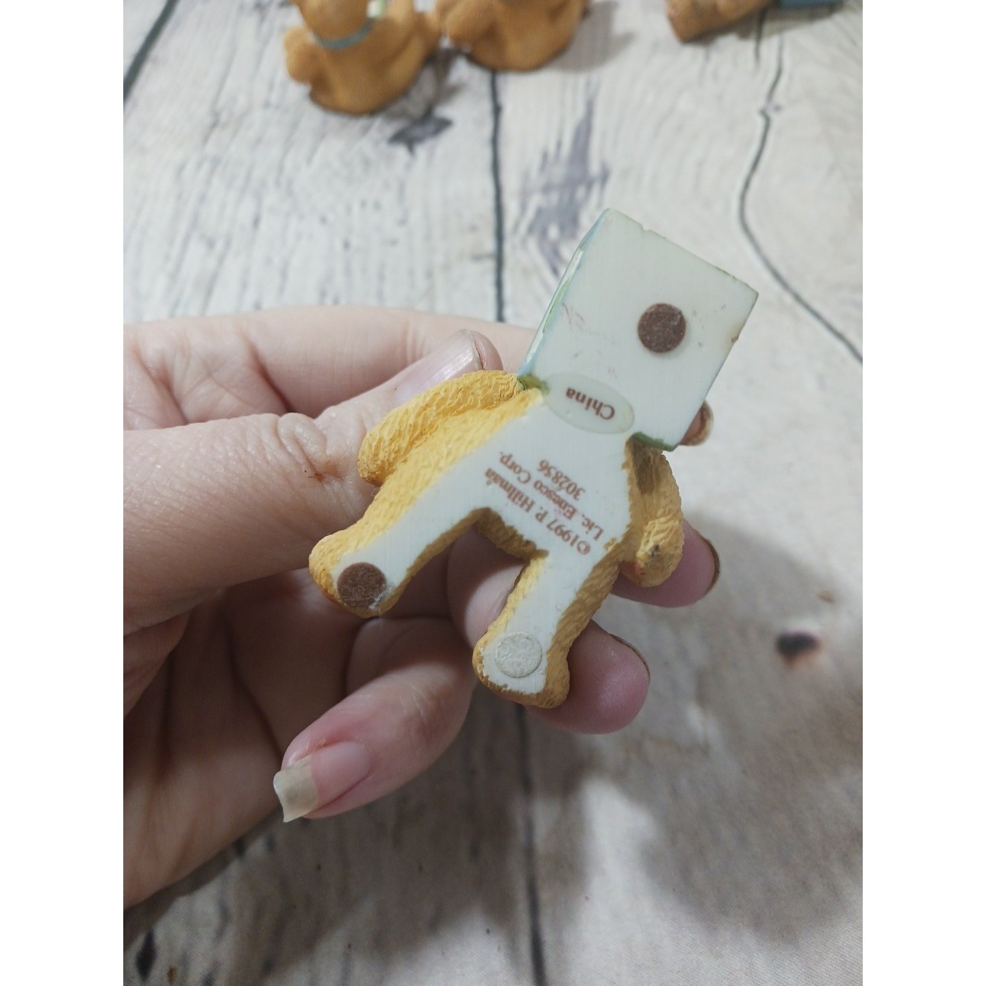 VTG 1995 Enesco Cherished Teddies Lot of 4 Mini Bear Figurines w/ Blocks 1.5″