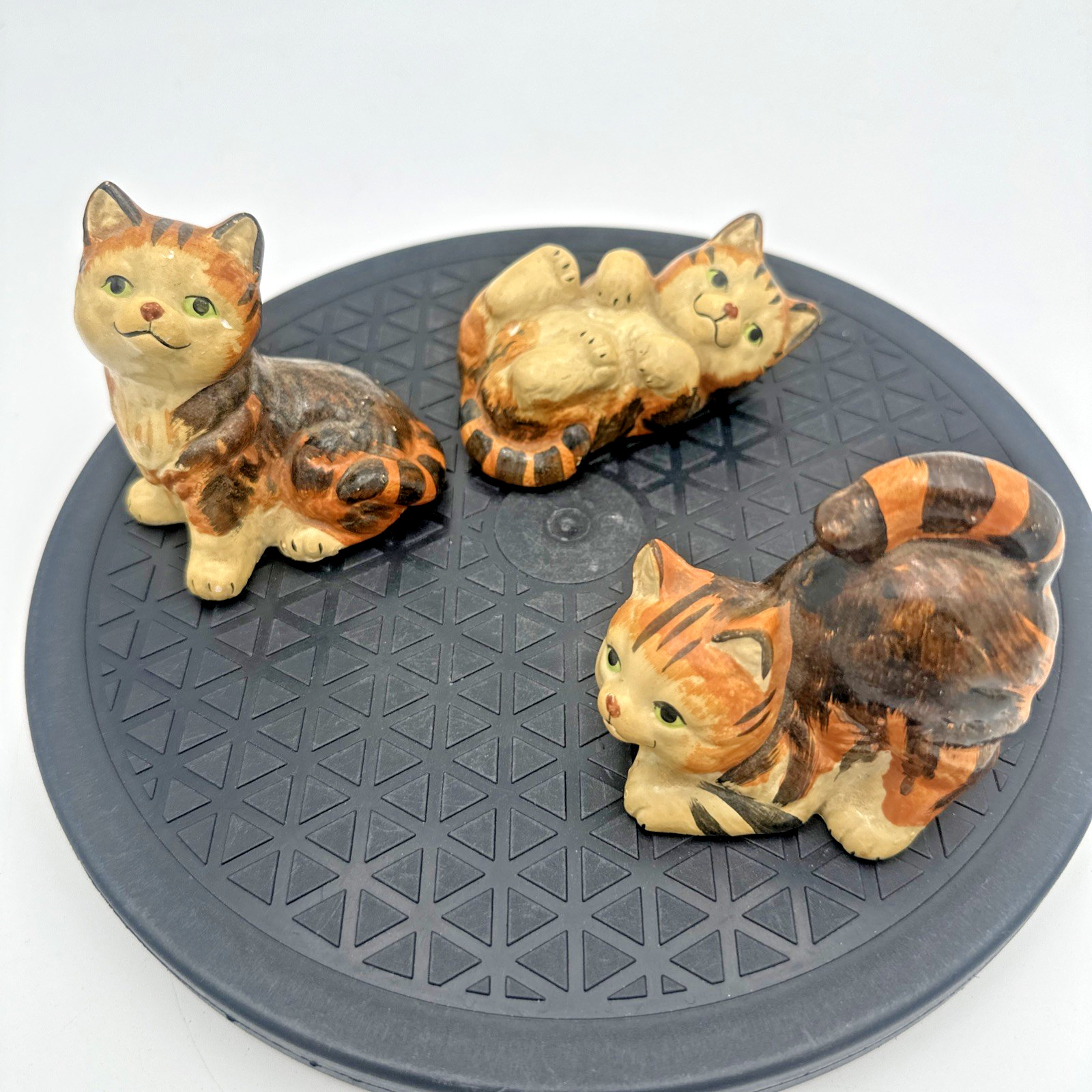 Set Of 3 Calico Cat Porcelain Figurines