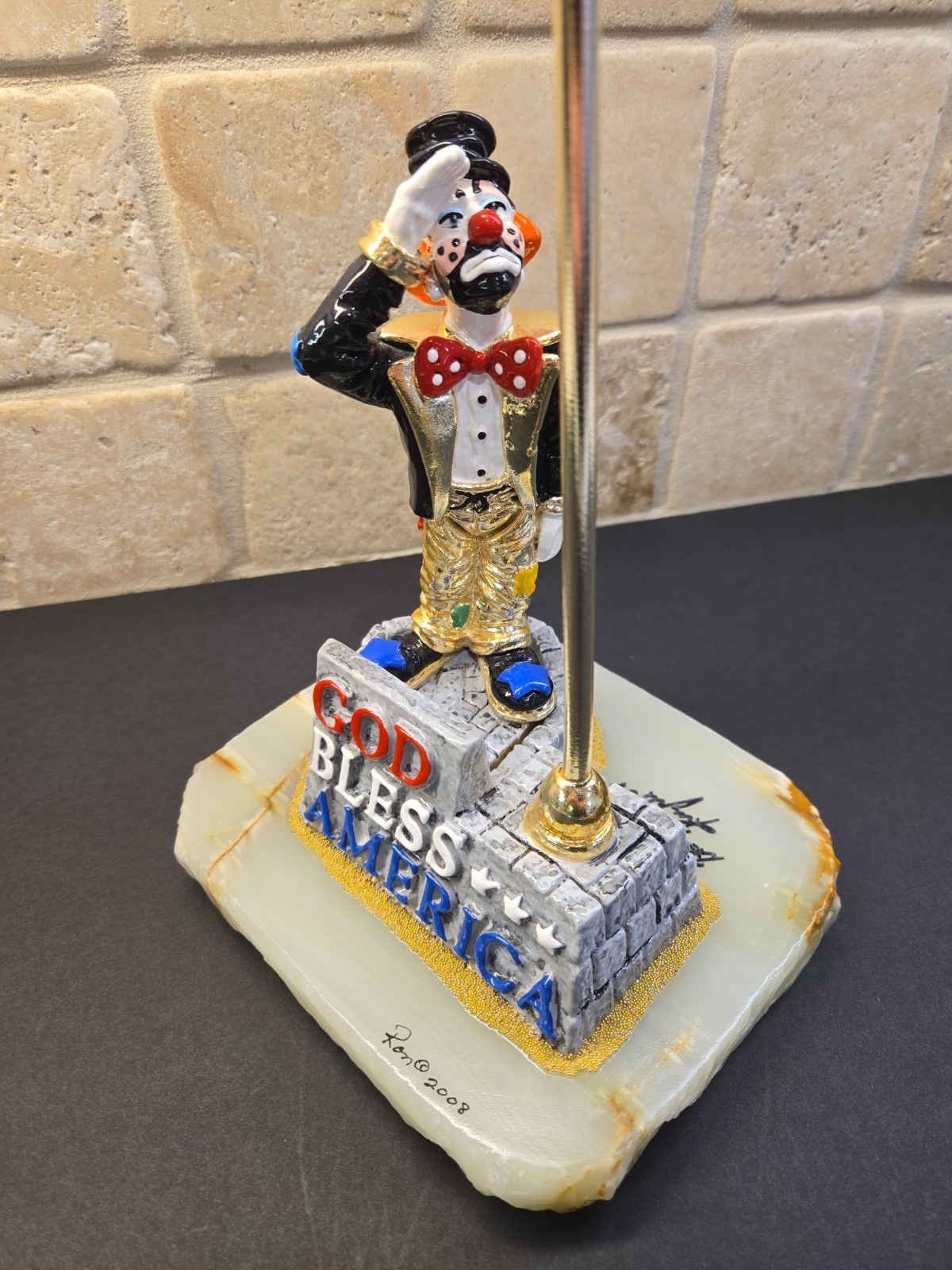 Ron Lee, God Bless America, Clown figure on onyx base, Signed, 389/1776, Rare.