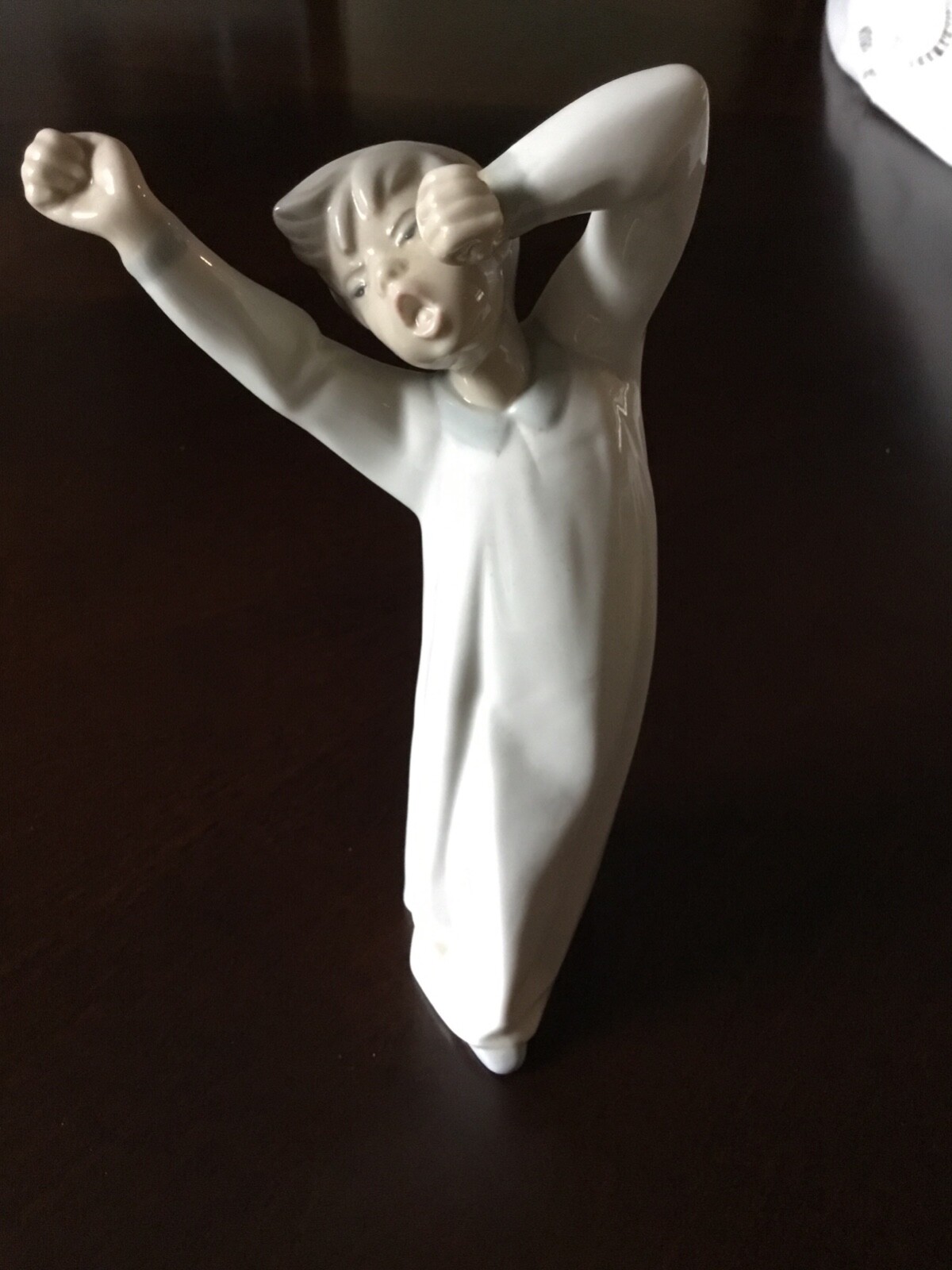 Retired Lladro #4870 Boy Awakening Yawning High Gloss