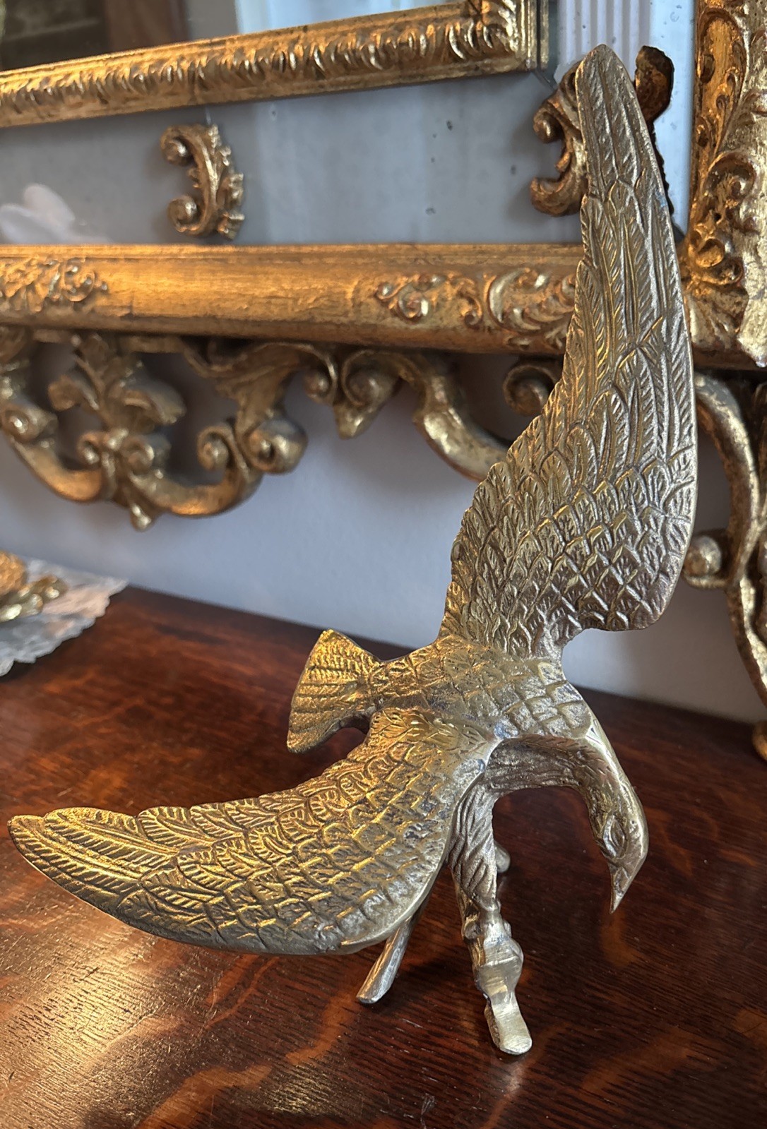 MCM Large Brass Eagle Statue 11.5”x 10.5”