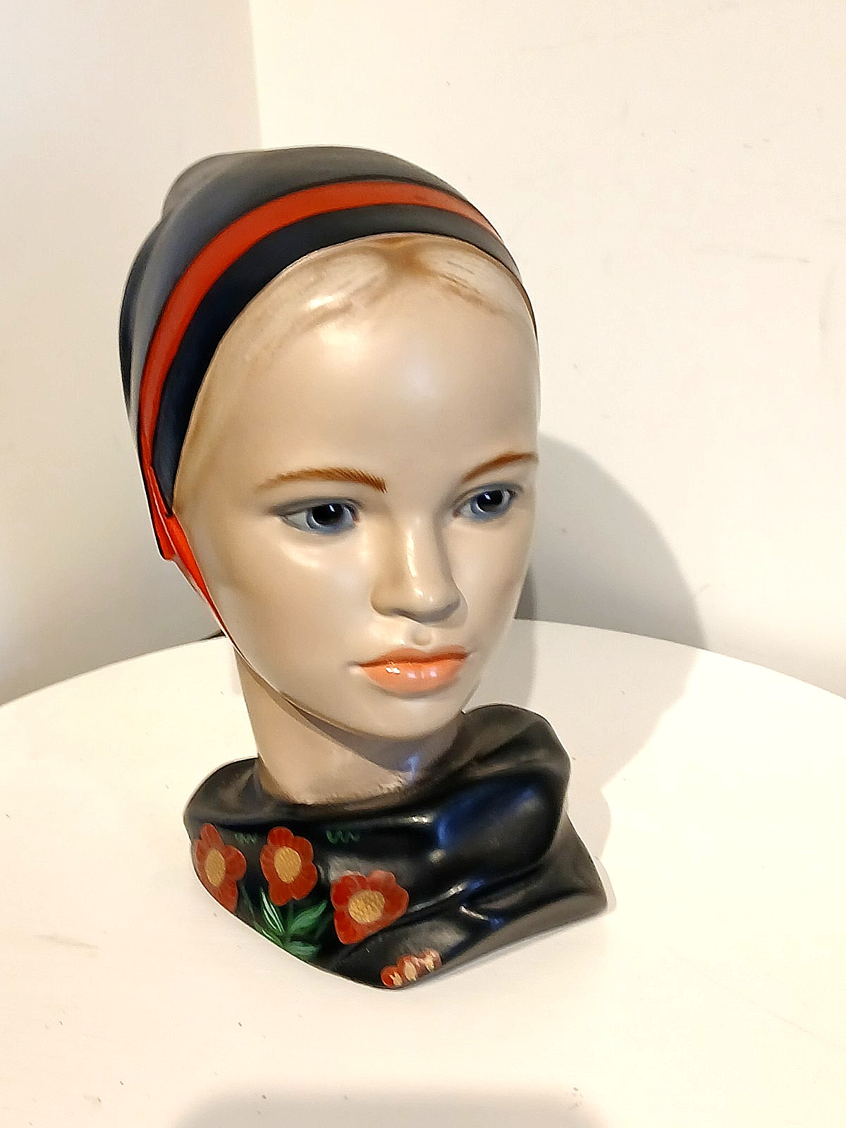 Marwal Vintage Chalkware Dutch Girl Head Bust, 1965