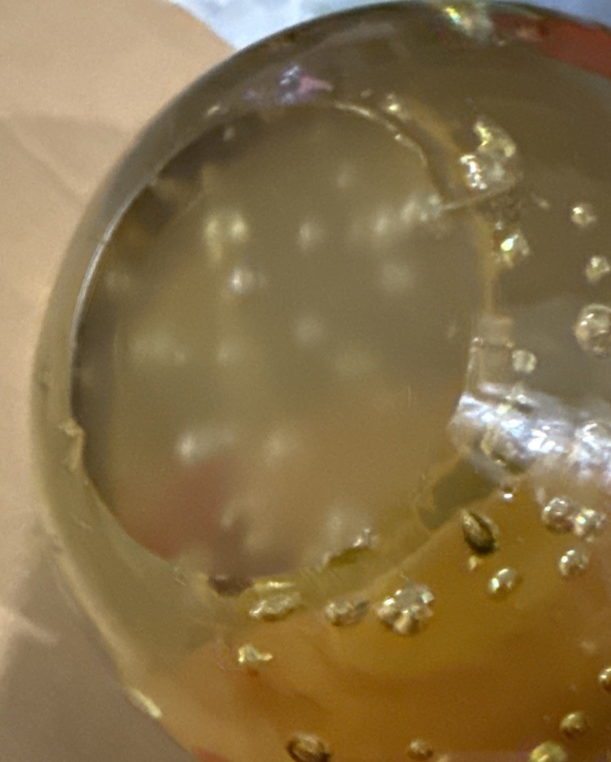Large Amber Yellow Paperweight Bubbles 3.5″ Height 10″ Circumference