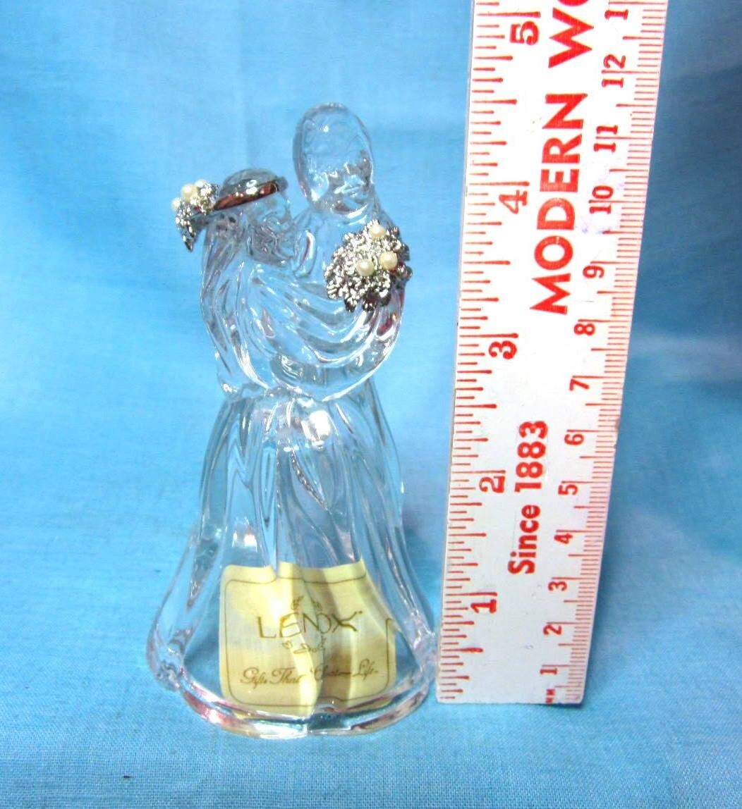 Lenox Crystal Bride & Groom Wedding Bell/Cake Topper w/Pearl Accents Germany