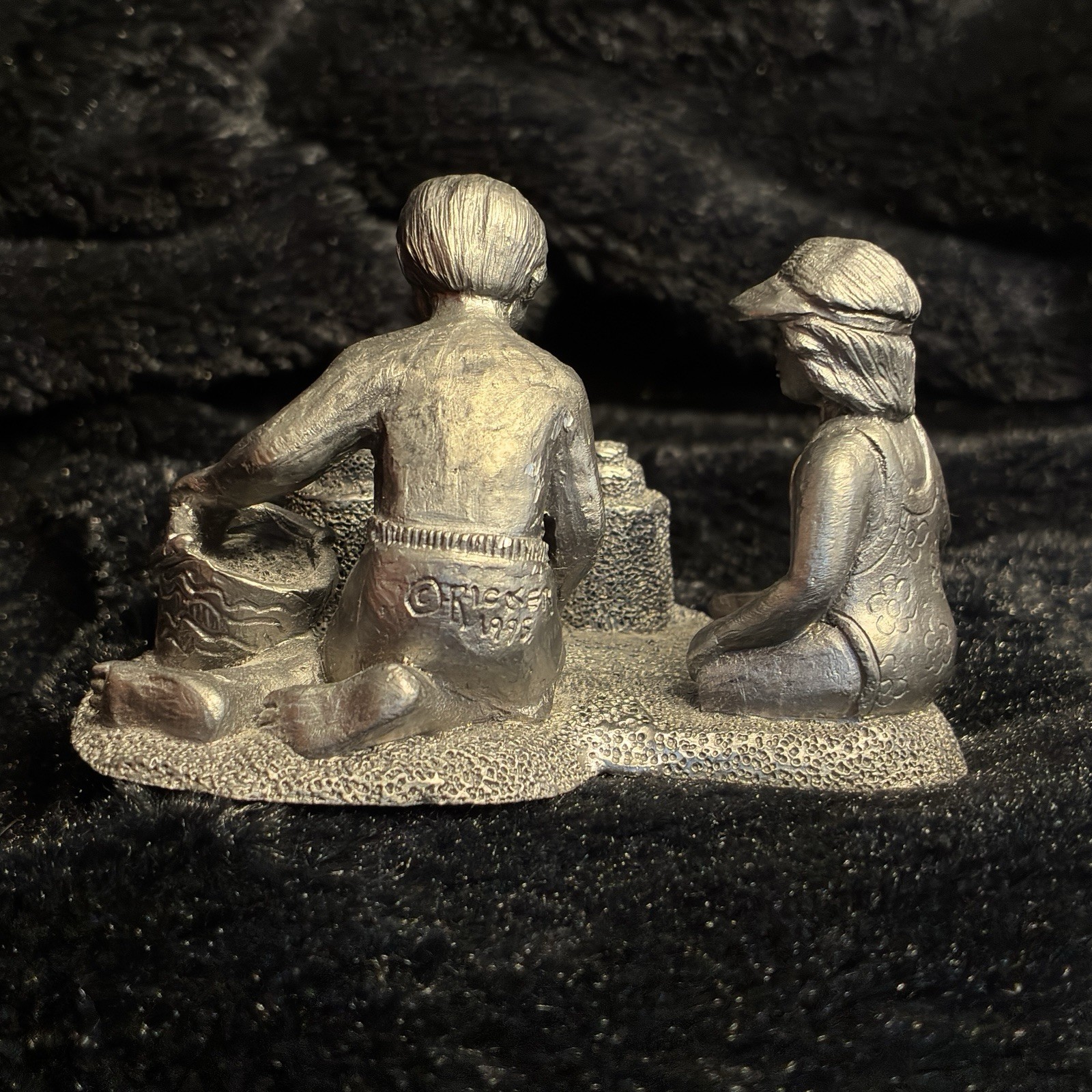 Children Building Sand Castle on Beach, Michael Ricker Pewter Sculpture #152/750