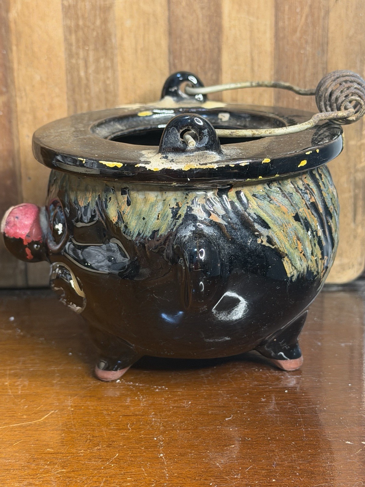 Thames Redware Clown Face 1940′-1950’s From Japan Antique Vtg No Lids Set 3 #069