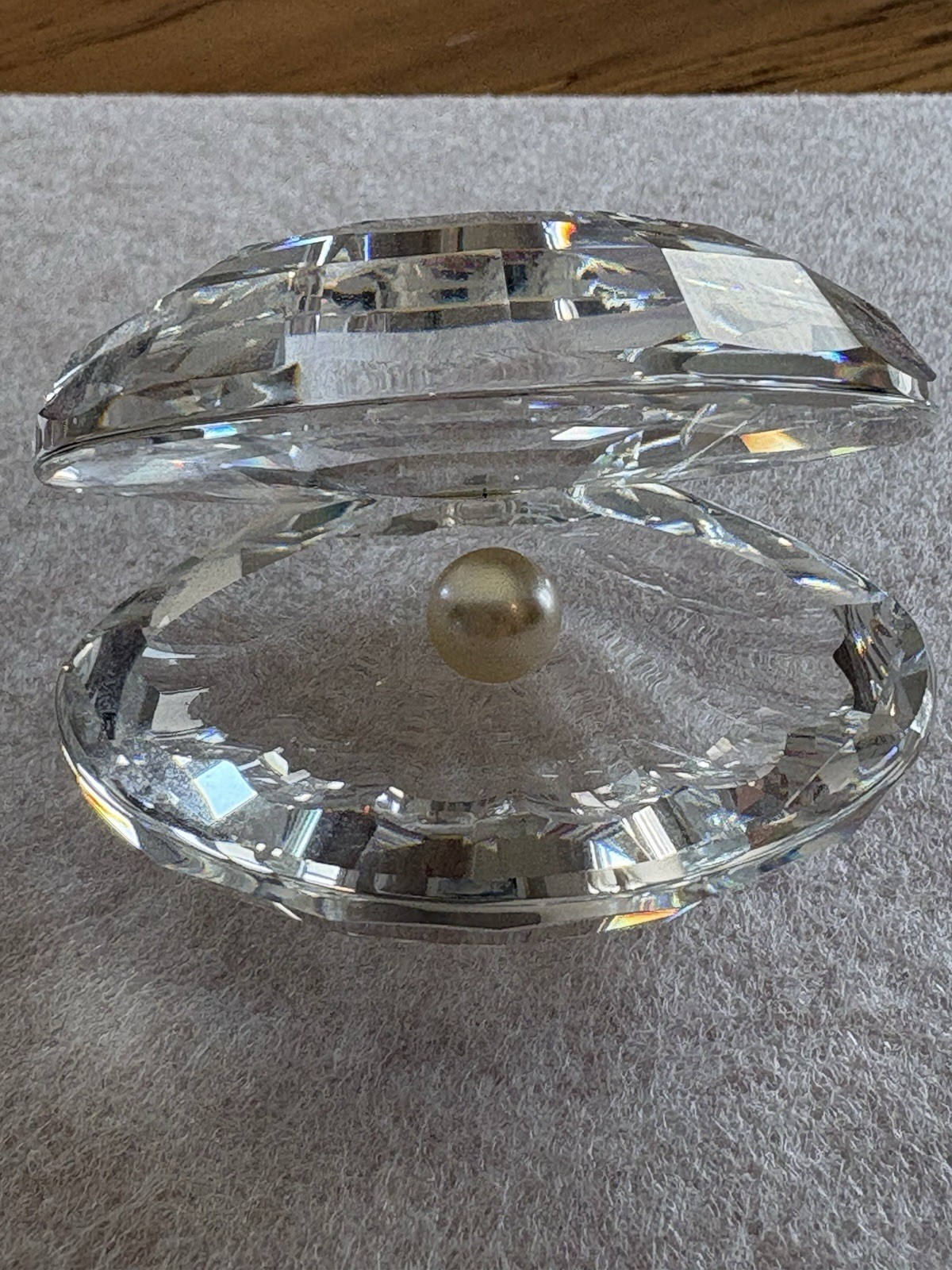 Vintage Swarovski Crystal Large Clam Shell Oyster With Pearl 2.5″ Paperweight
