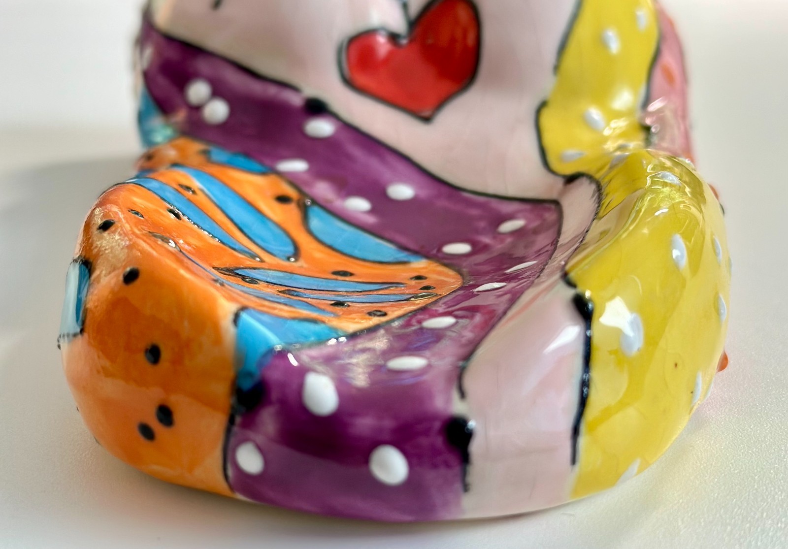 Hand Painted Ceramic DEBBY CARMAN Cat Sculpture Wall Decor Spoon Rest Signed 7″