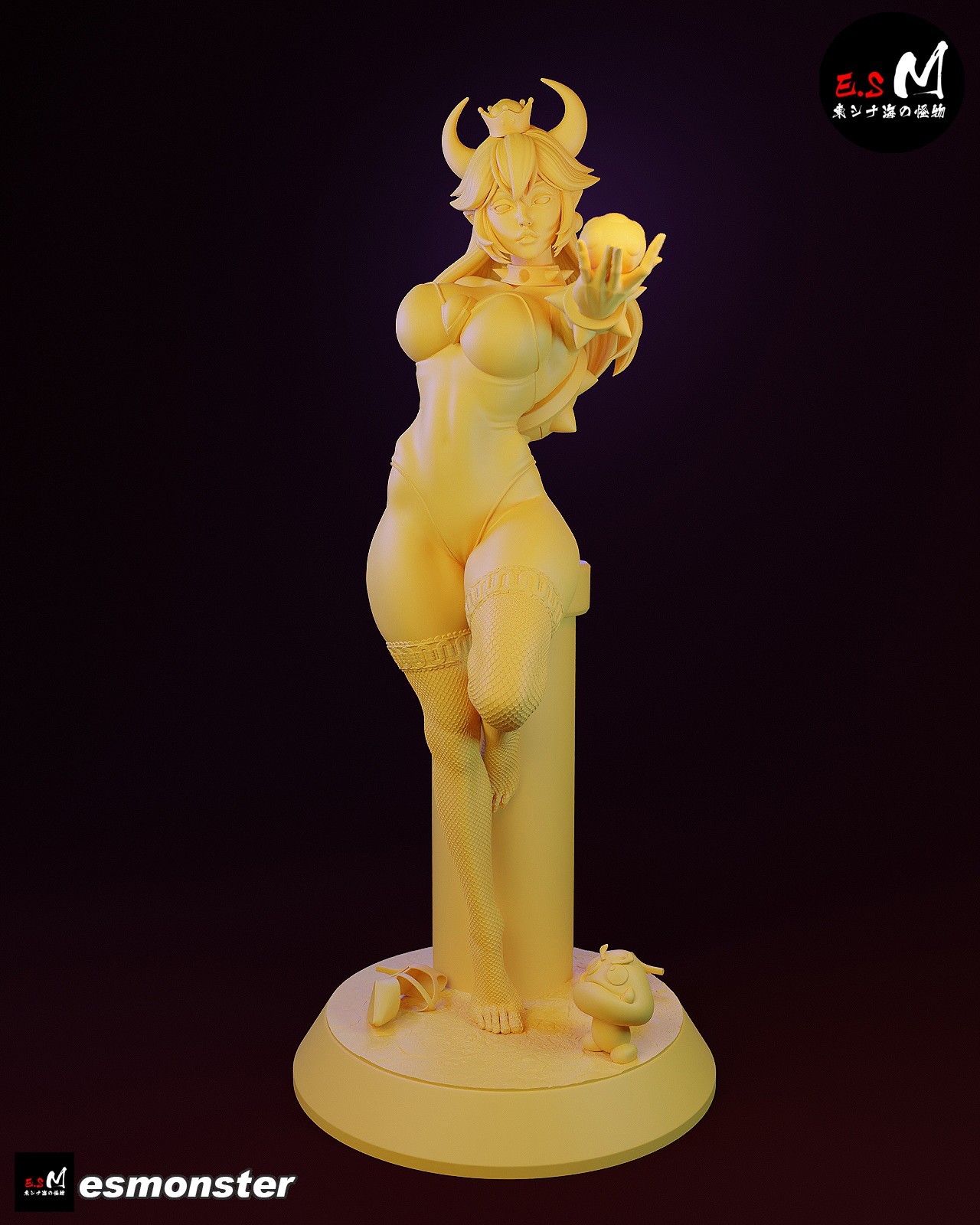 ES Monster Unpainted Unassembled Bowsette Figure Model Kit 1:24-1:4 scale Mario