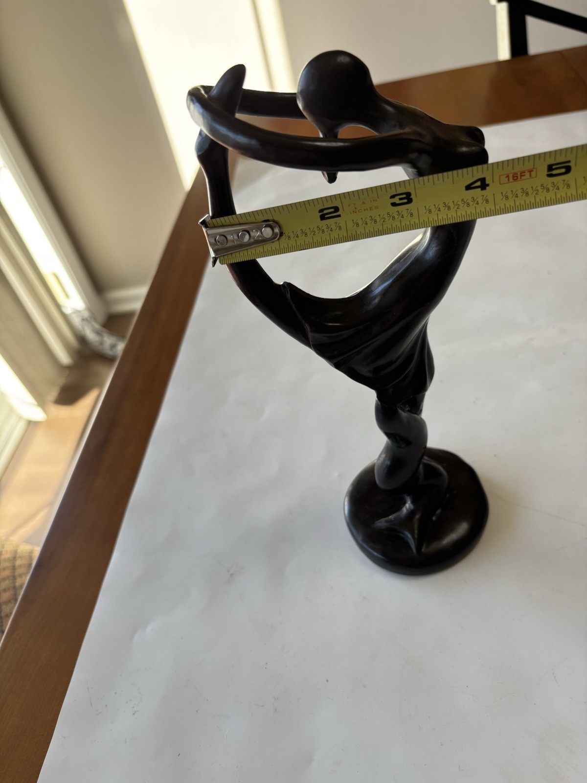 Abstract Sculpture Dancer Figurine Lady Dark Brown 10 in Contemporary Khaique(?)