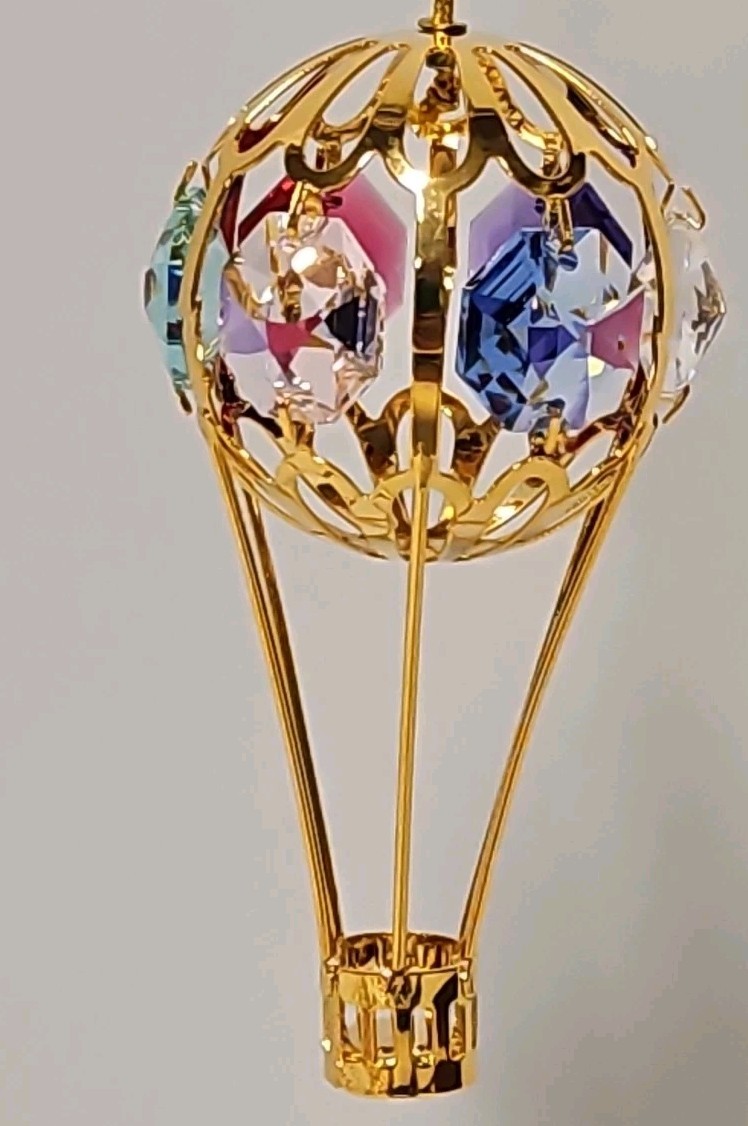 Matashi SWAROVSKI COLOR CRYSTAL HOT AIR BALLOON Ornament 24K Gold Plated