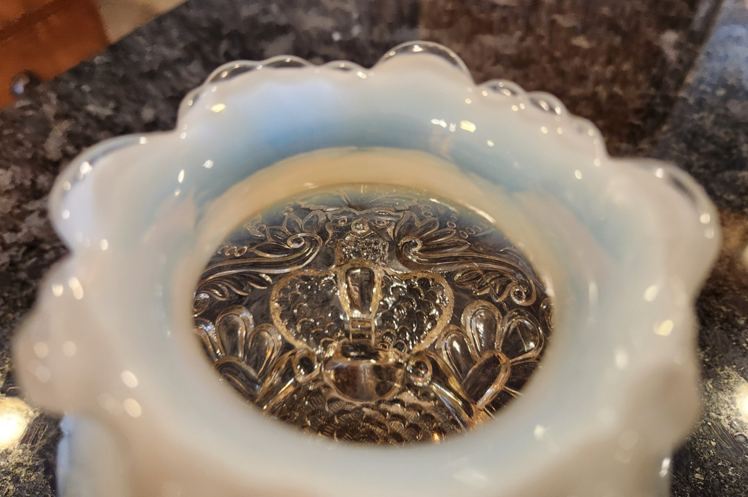 19th Century Antique Sowerby Co. Hobnail Opalescent Glass Piasa Bird Spittoon
