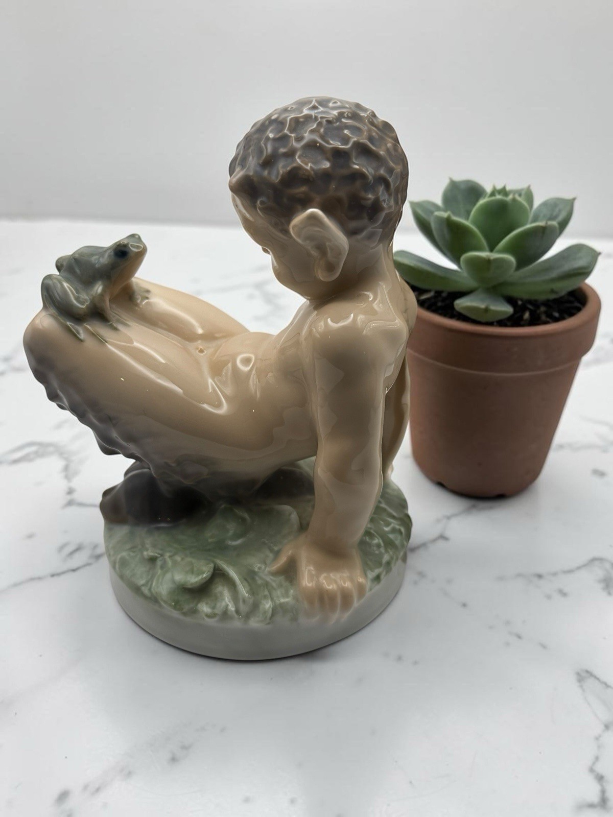 Vintage Royal Copenhagen Porcelain Figurine of Faun/Satyr & Frog – 1713