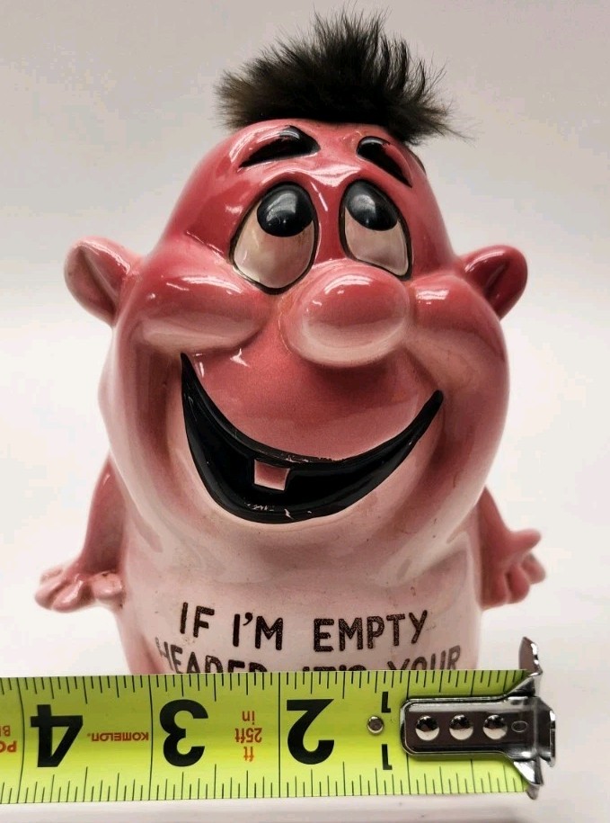 1960’s OriginJapan Kreiss Psycho Ceramics “Empty Headed” Ceramic Bank W/ Stopper