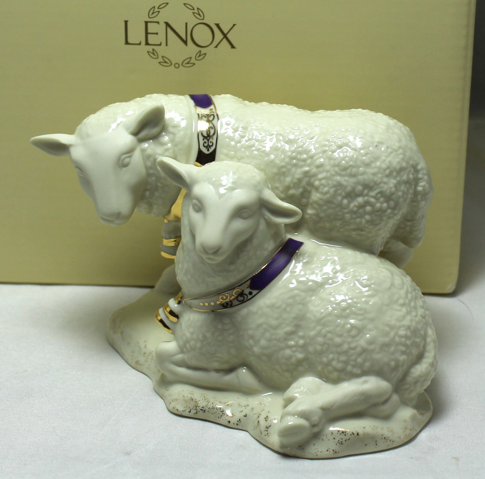 Lenox First Blessing Nativity Pair of Sheep Figurine Gold/Purple Accents