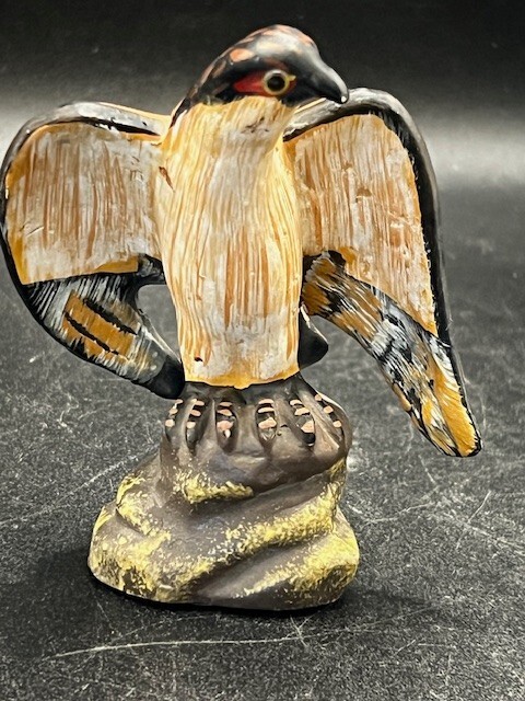 Hawk Bird Hunter Carved Wood Look Rustic Ceramic 4″ Figurine #2