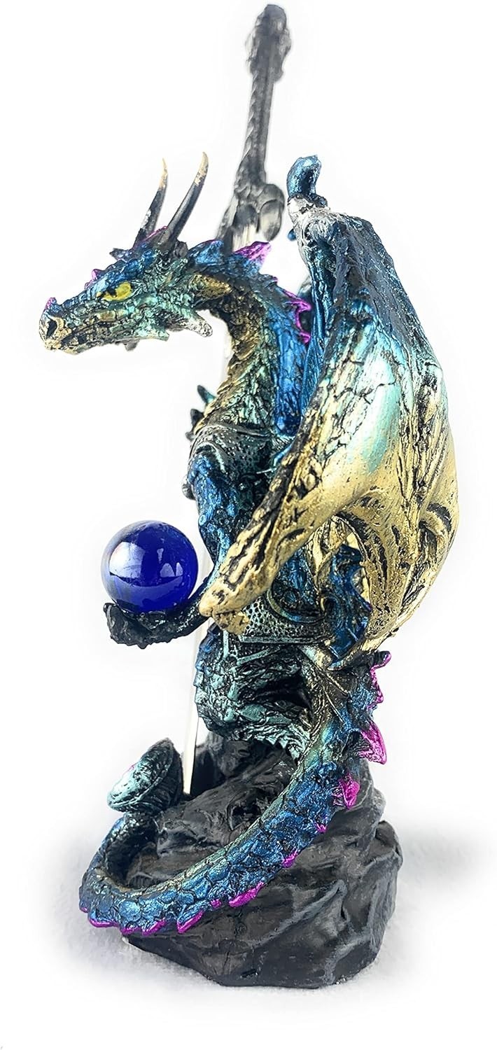 Ain’t It Nice Dragon Statue with Medieval Dragon Sword and Crystal Ball Colle…