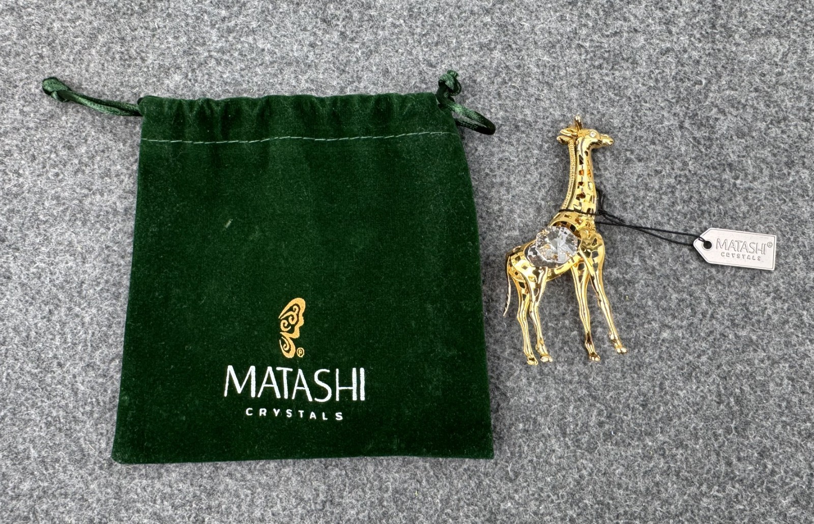 Matashi 24K Gold Plated Crystal Giraffe Animal Ornament Christmas Figurine Gift