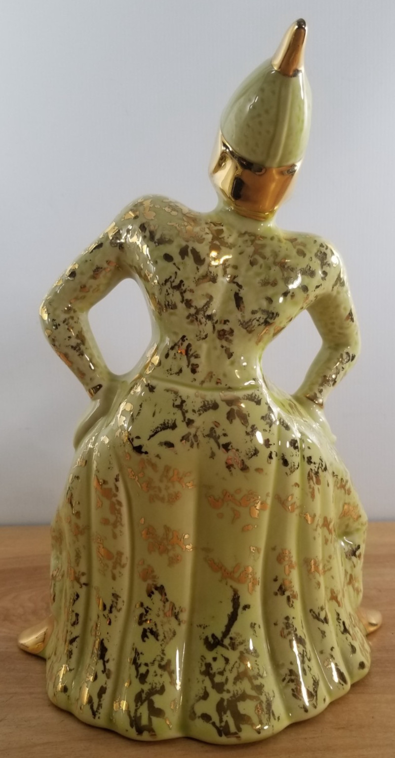 Pair Of Rare Vintage MCM Siamese Thai Temple Dancers Porcelain Figurines Gold