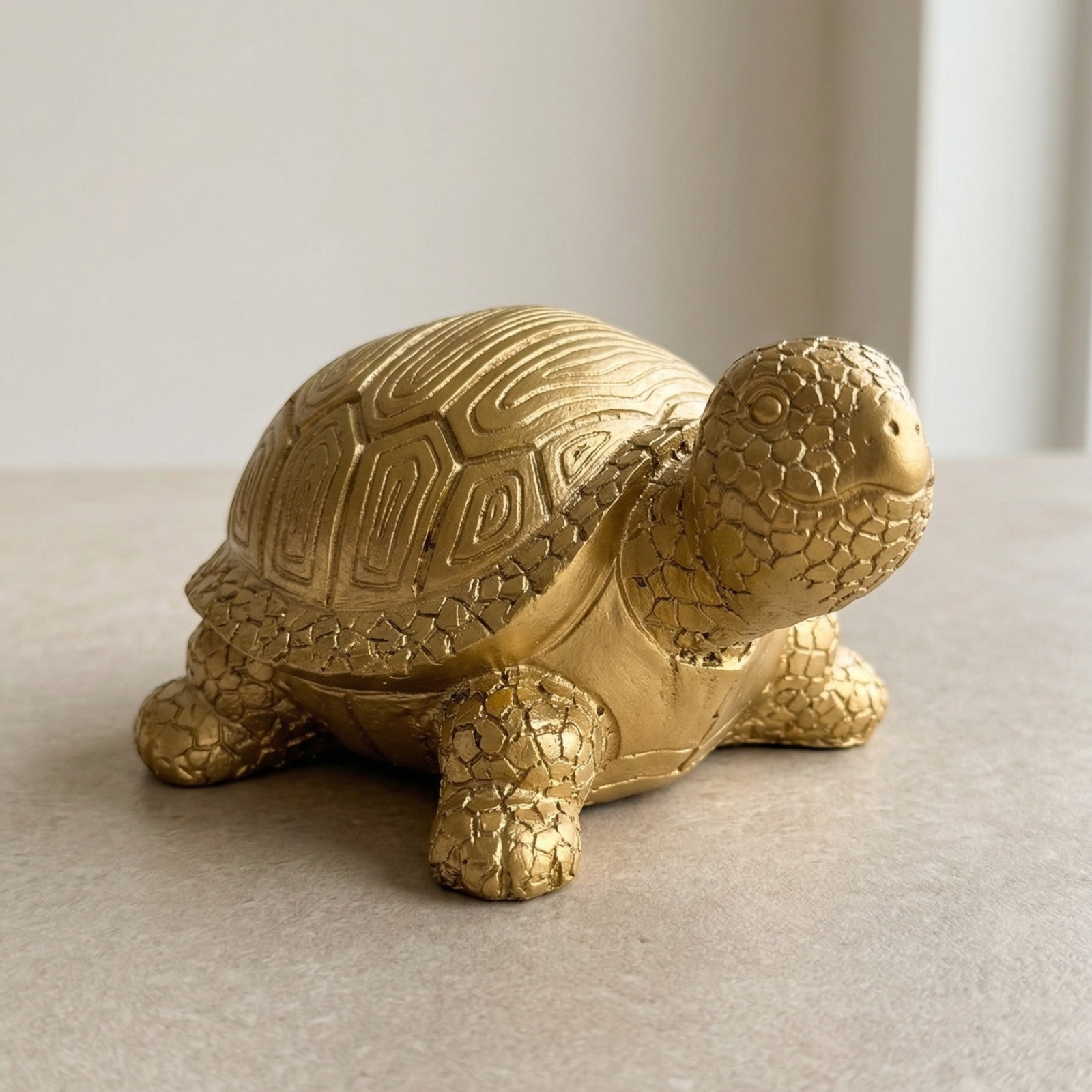 Golden Turtle Statue Resin Feng Shui Wealth Luck Decor Home Office Desk Figurine