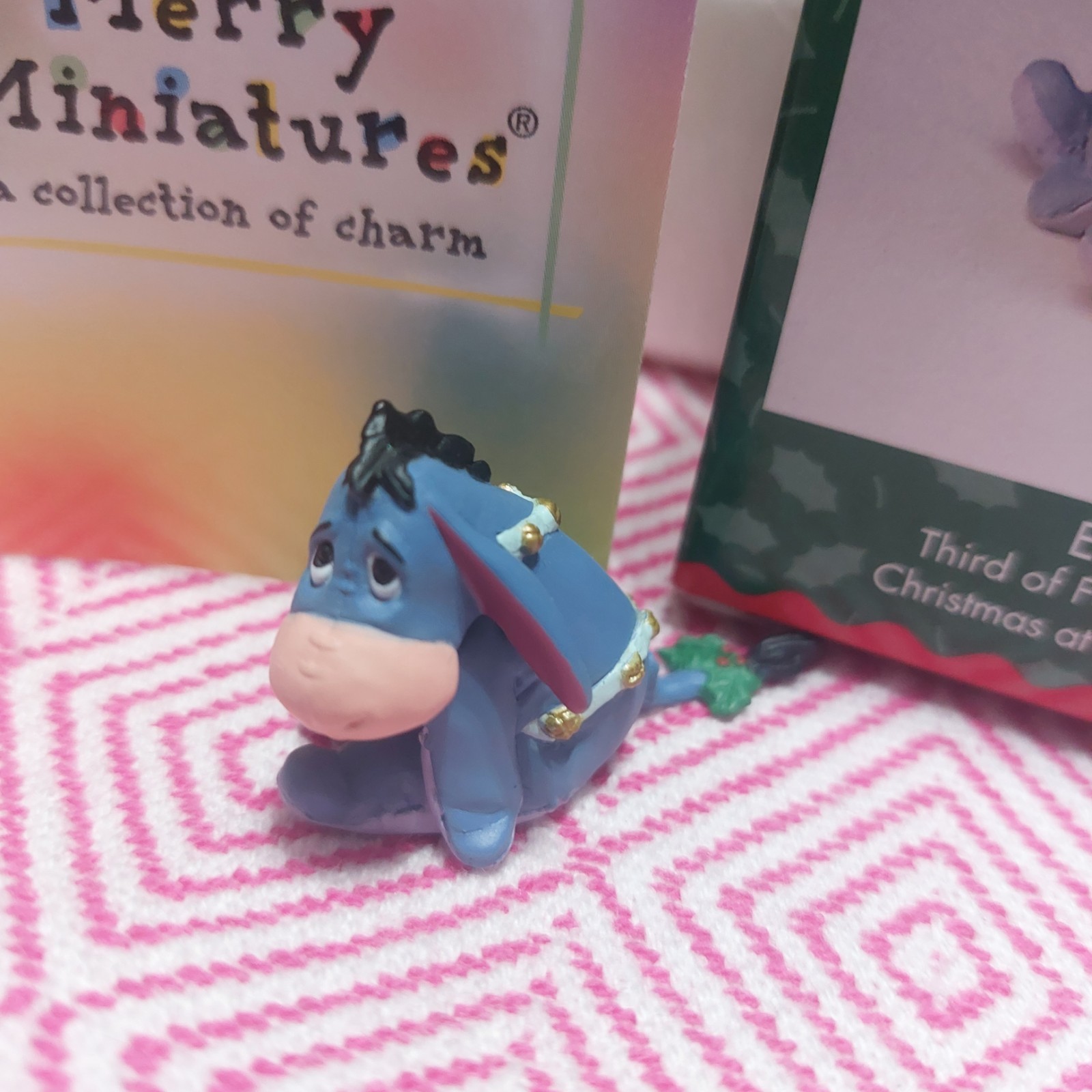 1999 Hallmark Merry Miniatures Eeyore ornament titled “Christmas at Pooh’s House