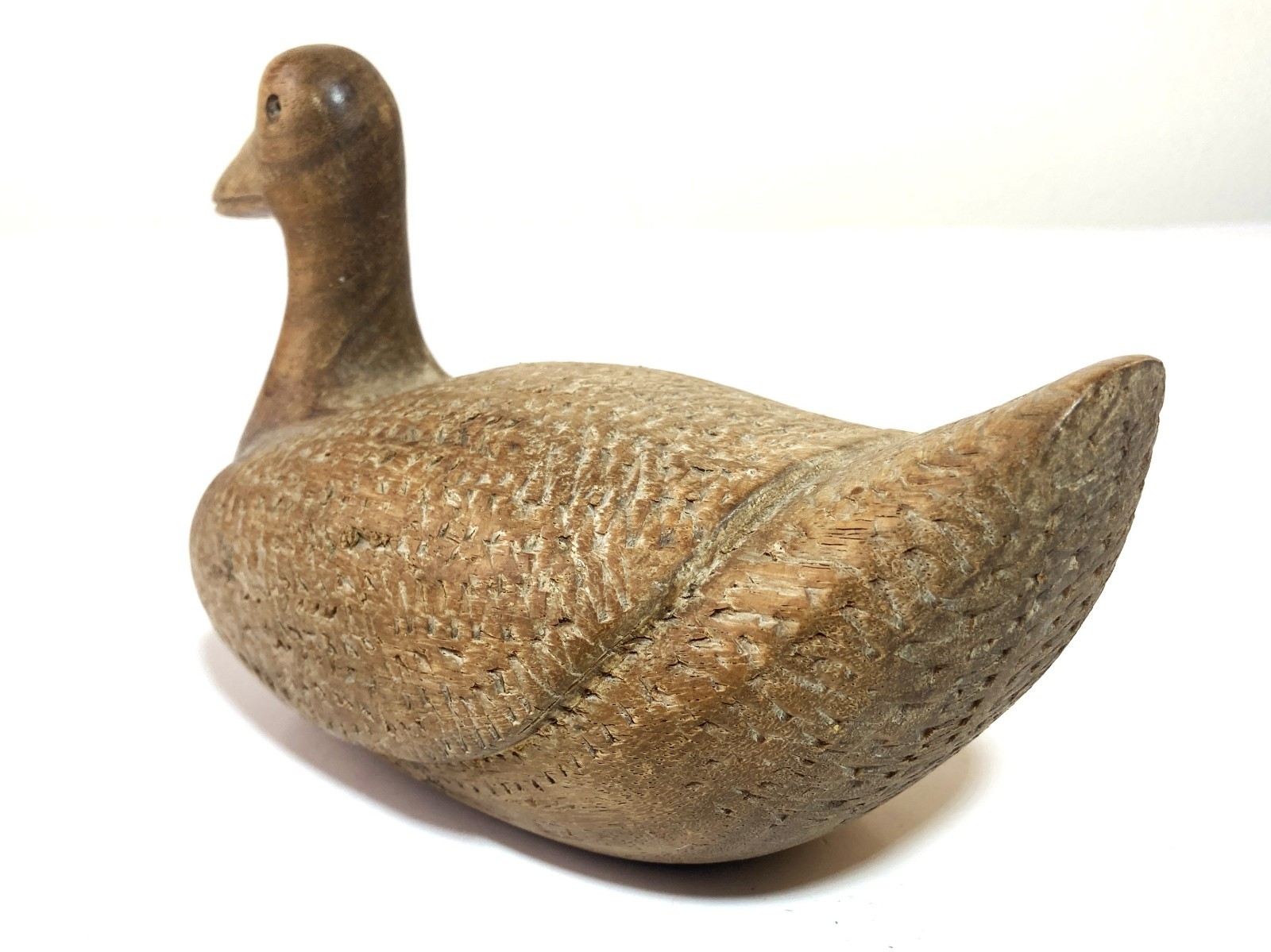 Vintage Hand Carved Solid Wood Primitive Duck Decoy Folk Art Cairo Egypt Boho