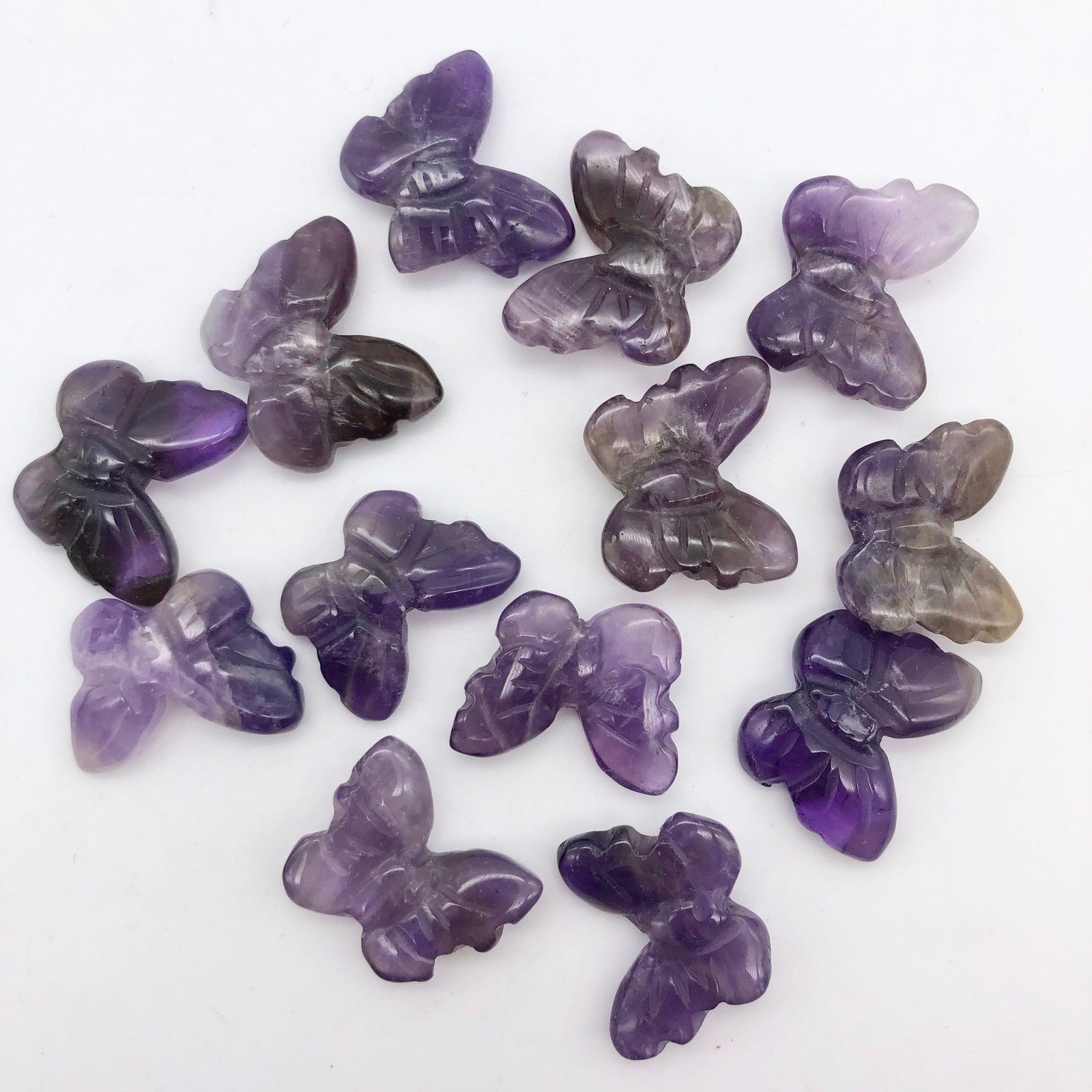 Deep Amethyst Butterfly Animal Figurine Worry Stone | 21x18x7mm | Purple