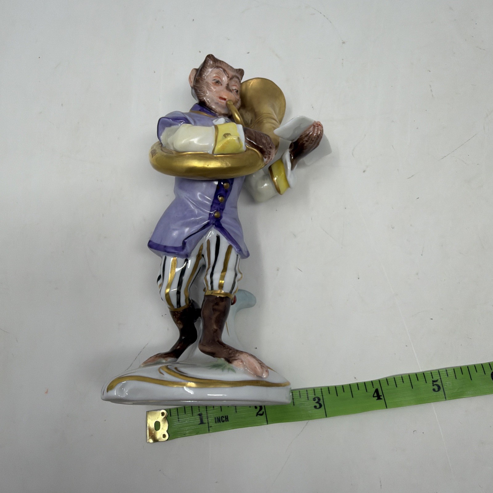 Antique Porcelain Monkey Band Double Bass Figure/Andreas Klötzer/Volkstedt/c1900