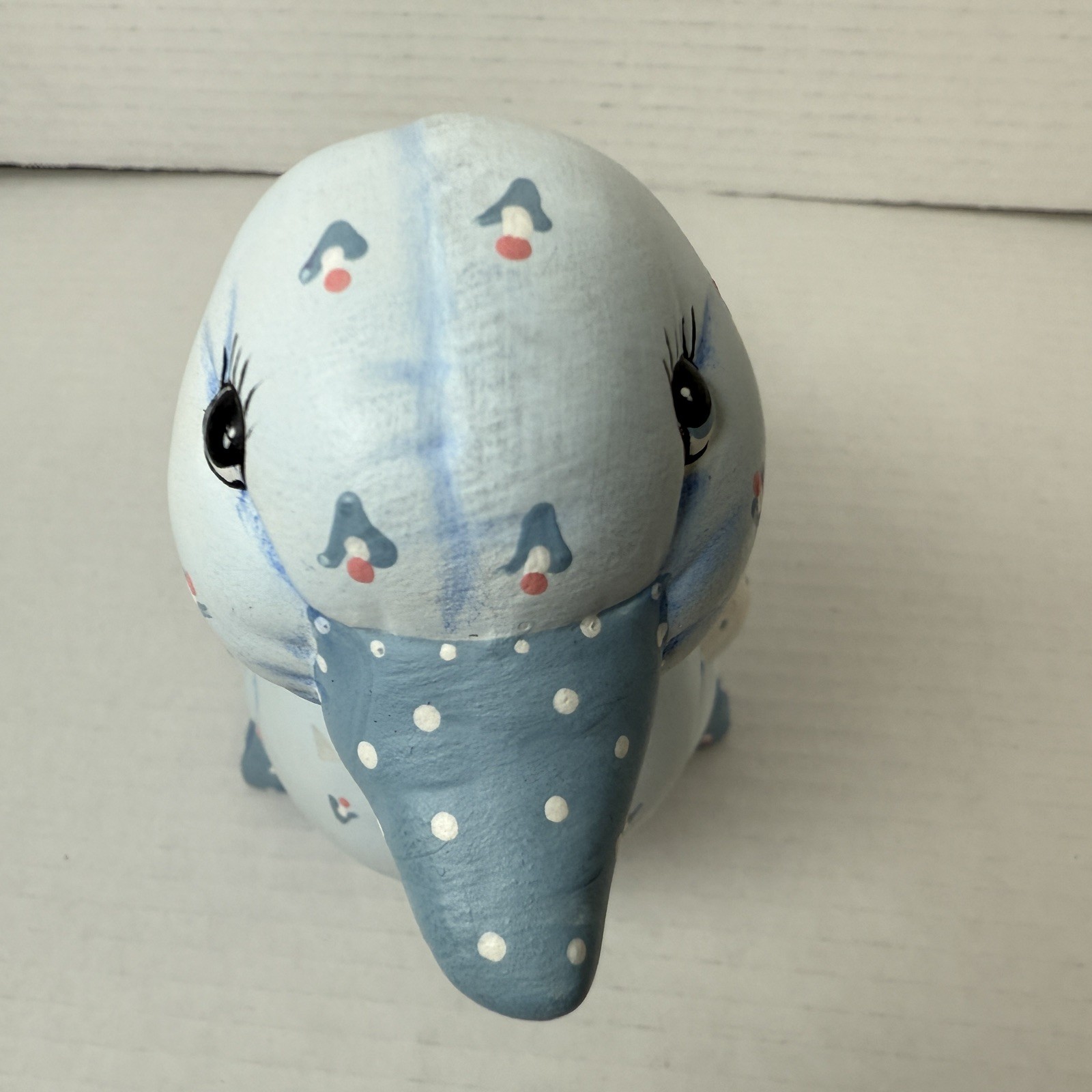 VTG Hand-Painted Chalkware Goose Folk Art Farmhouse Decor Figurine Blue White