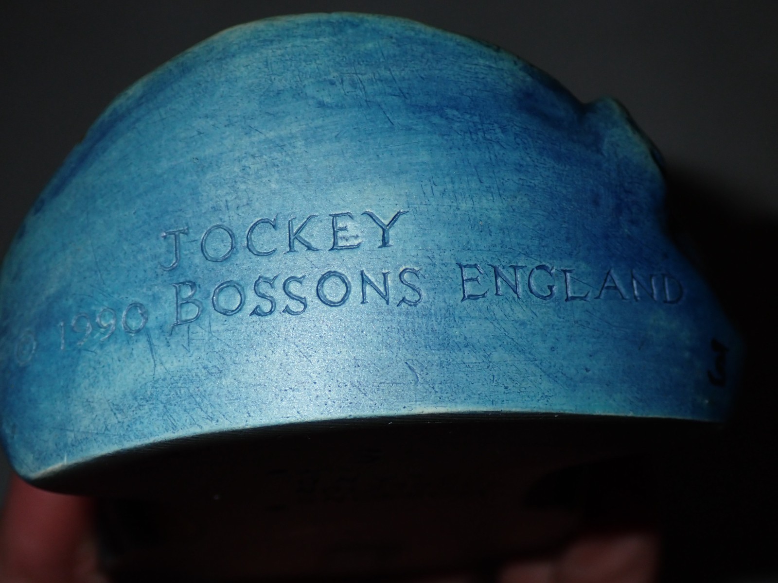 Bosson JOCKEY Head Bust 1990 England Chalkware RARE 1st Edition SPLIT CAP retire