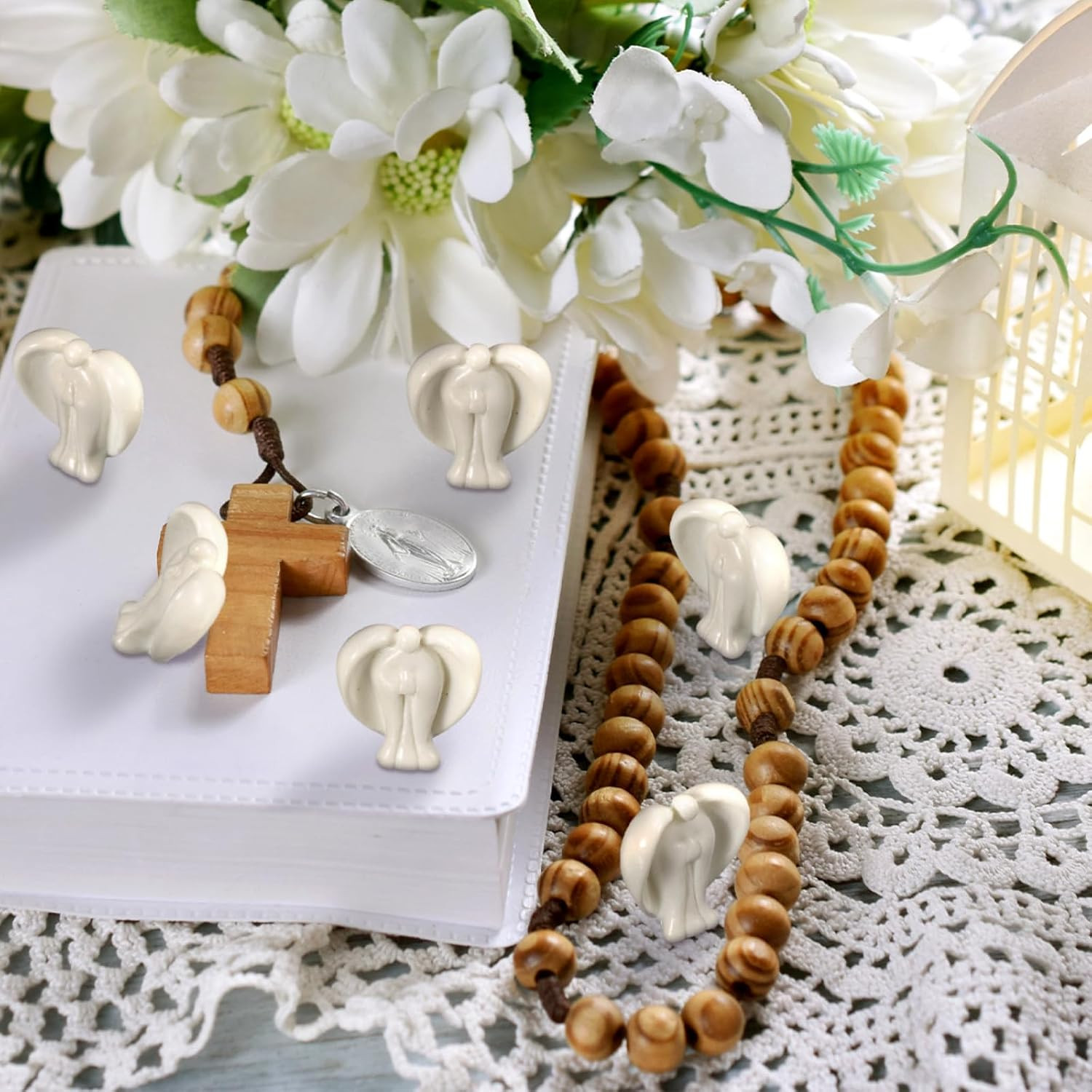 Threehoney 36 Pcs Mini Angel Figurines Miniature Resin Figure Small Angel Figuri