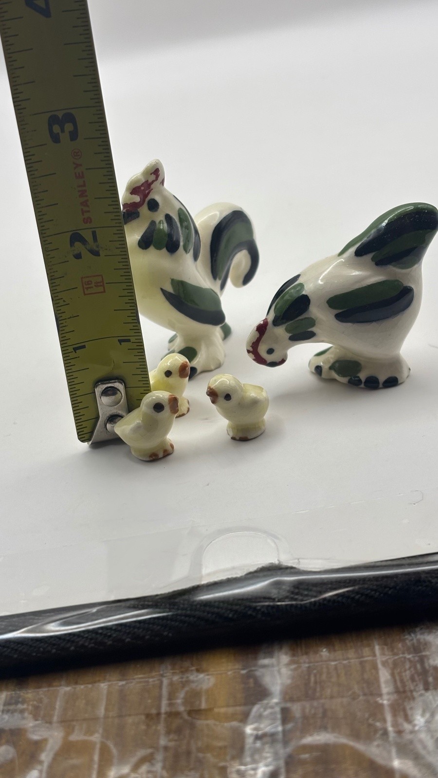 Lot of 5 Hand-Painted Ceramic Rooster Hen and 3 Chicks Figurines
