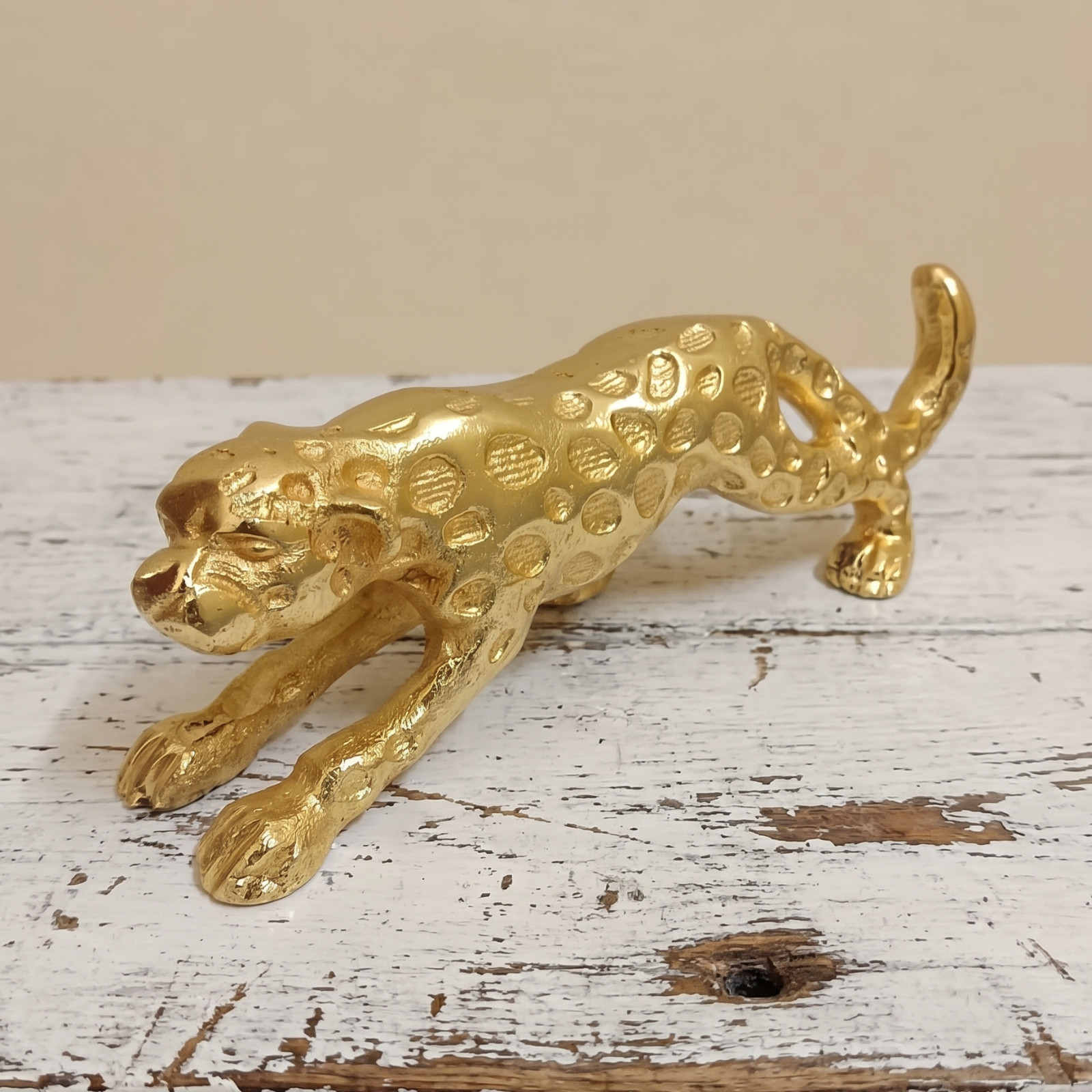 Leopard Golden Figurine, Glam Animal Decor Showpiece for Shelf Table, Gift Her