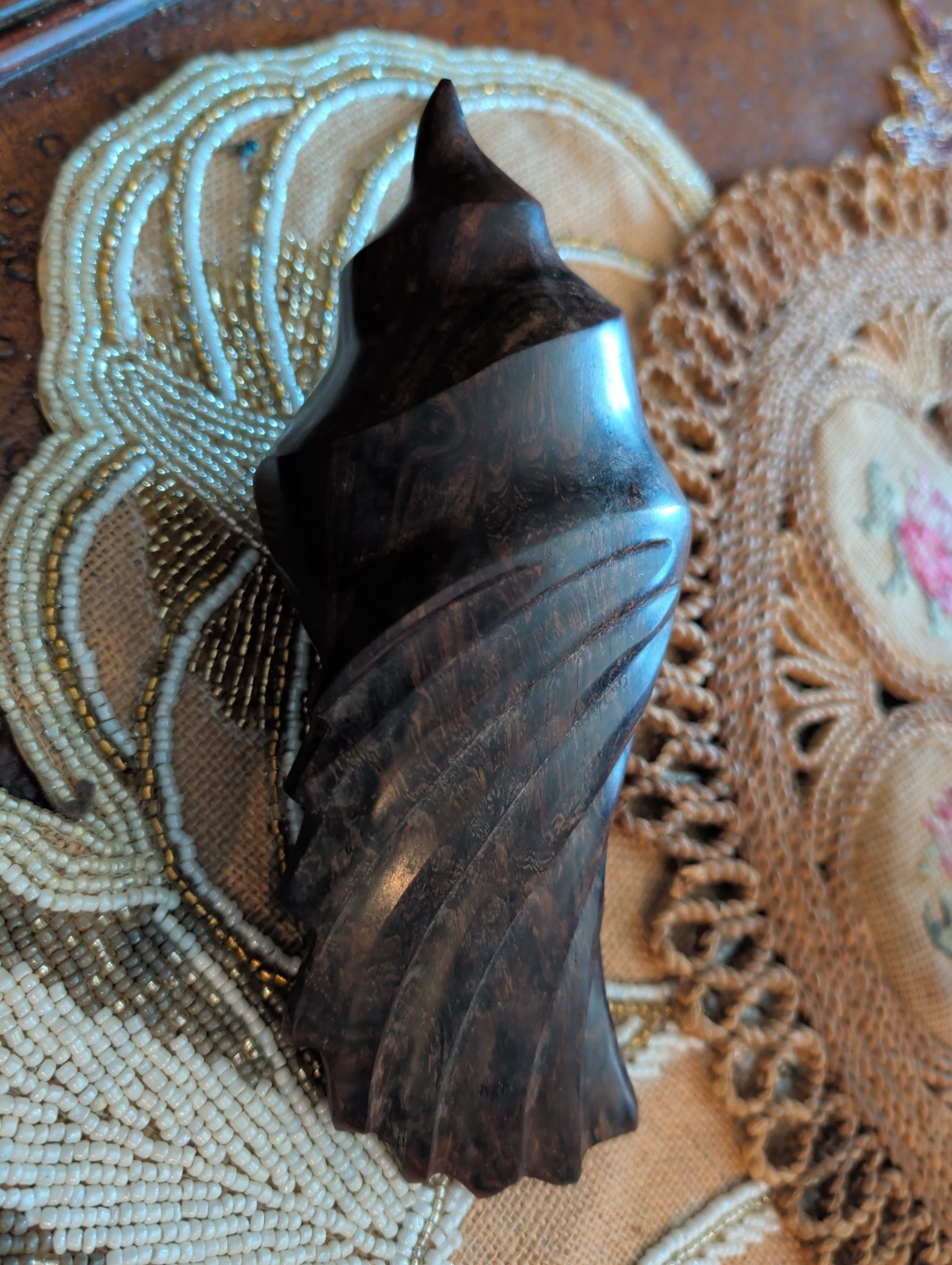 Carved Ironwood CONCH SHELL Nautilus 8.75″ Beachcore Sea Ocean Life