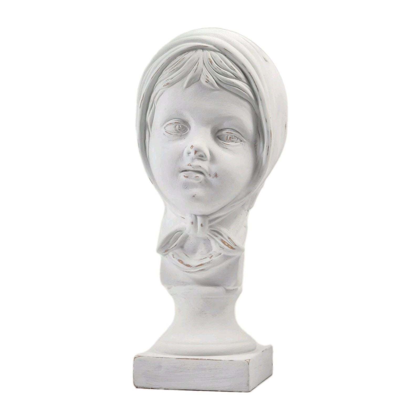 Vtg Ethan Allan Bust Girl Head Italy Female 14″ Mantle Decor Decorative White