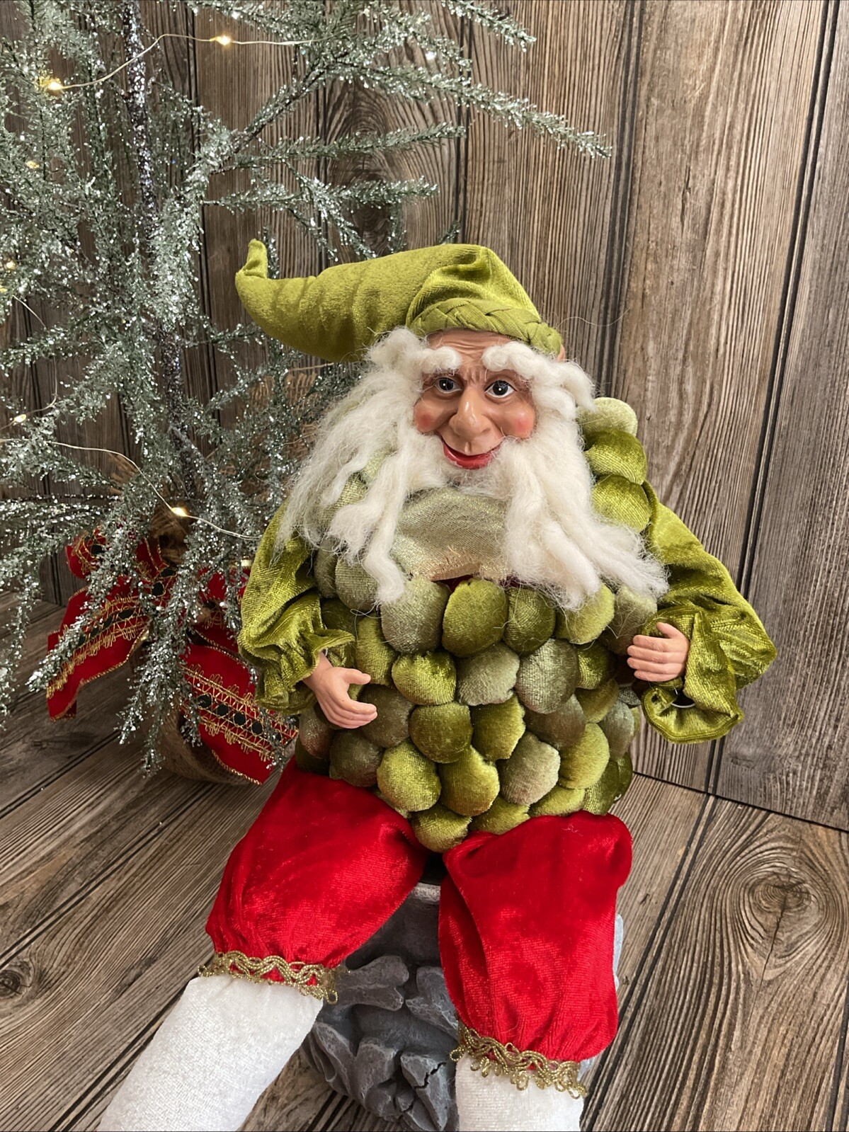 Christmas Santa Grape Elf Shelf Sitting 23” Tall Red Green Rare Limited Edition