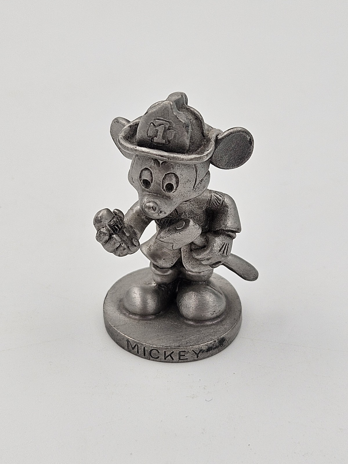 Walt Disney Productions Fine Pewter Mickey Mouse Fire Fighter Mini Figurine
