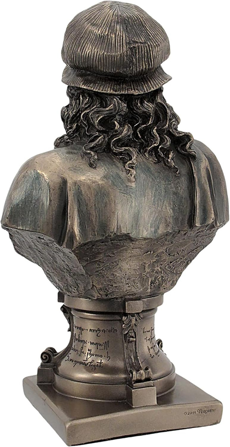 Italian Renaissance Artist Leonardo Da Vinci Figurine 9 1/8 Inch Bronze Resin St