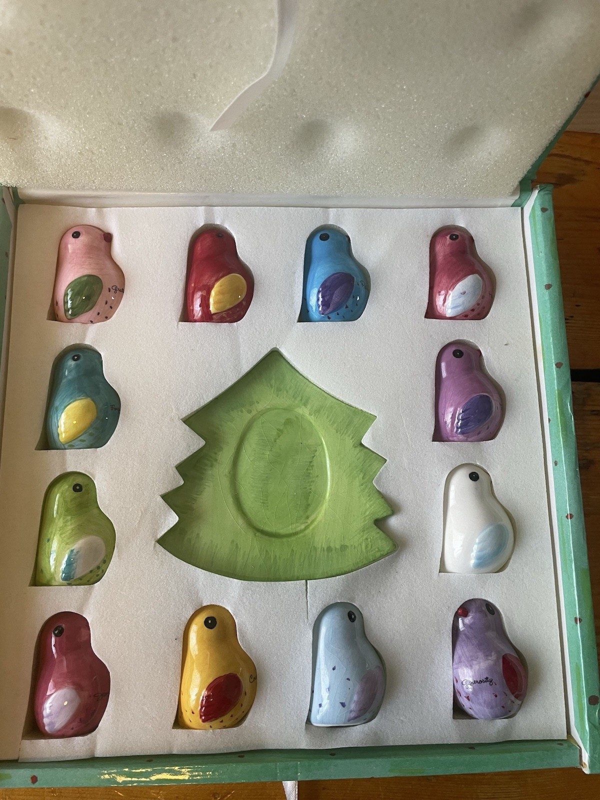 Uccellino’s GUIDE BIRDS Set Of 12 Figurines Plus Tree-shaped Base *Wear To Box