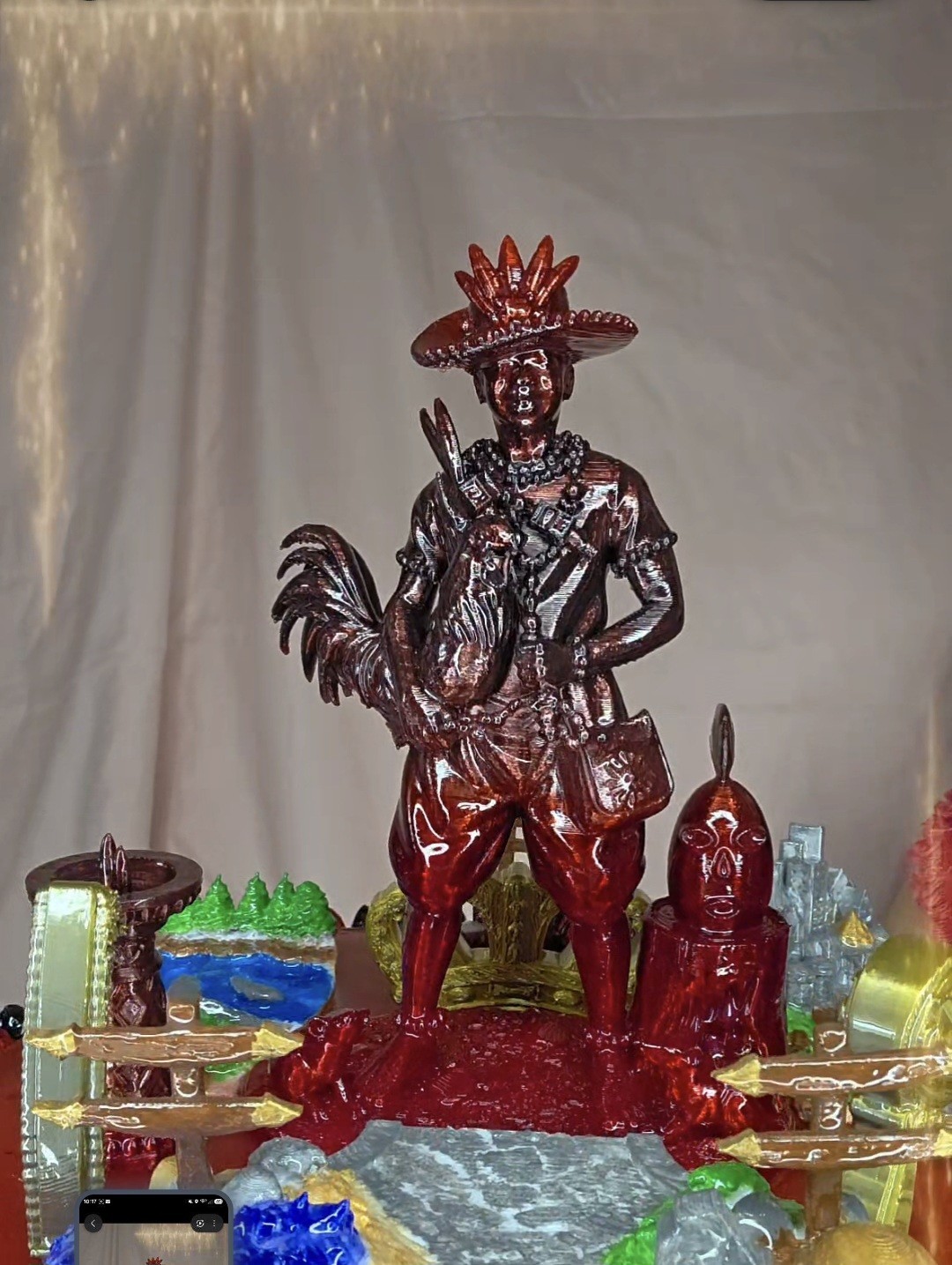Resin Eleggua Orisha Sculpture Figurine, 3D Effect, Multicolor, Santeria,Yoruba,