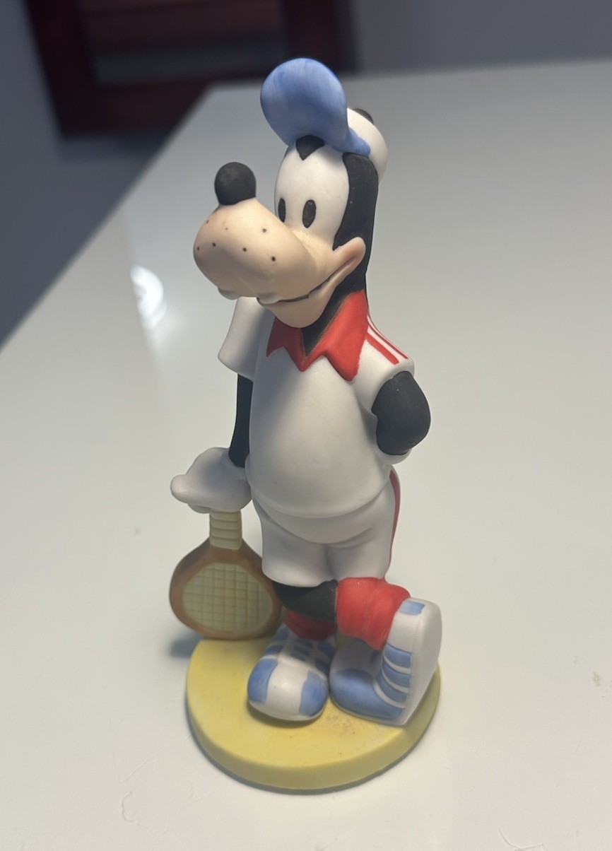 Vintage Porcelain Disney Goofy Tennis Player Figurine, Excellent Condition