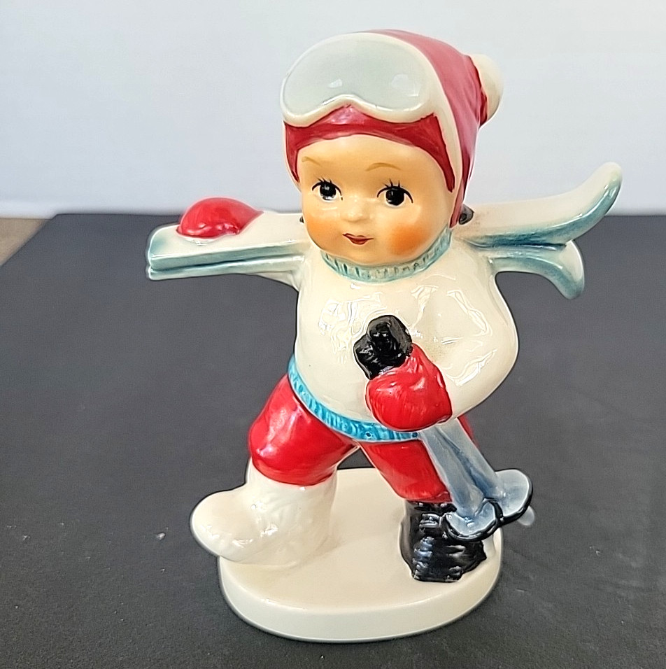 Vintage Goebel Boy Skier Ceramic Germany Christmas 5″ dated 1984