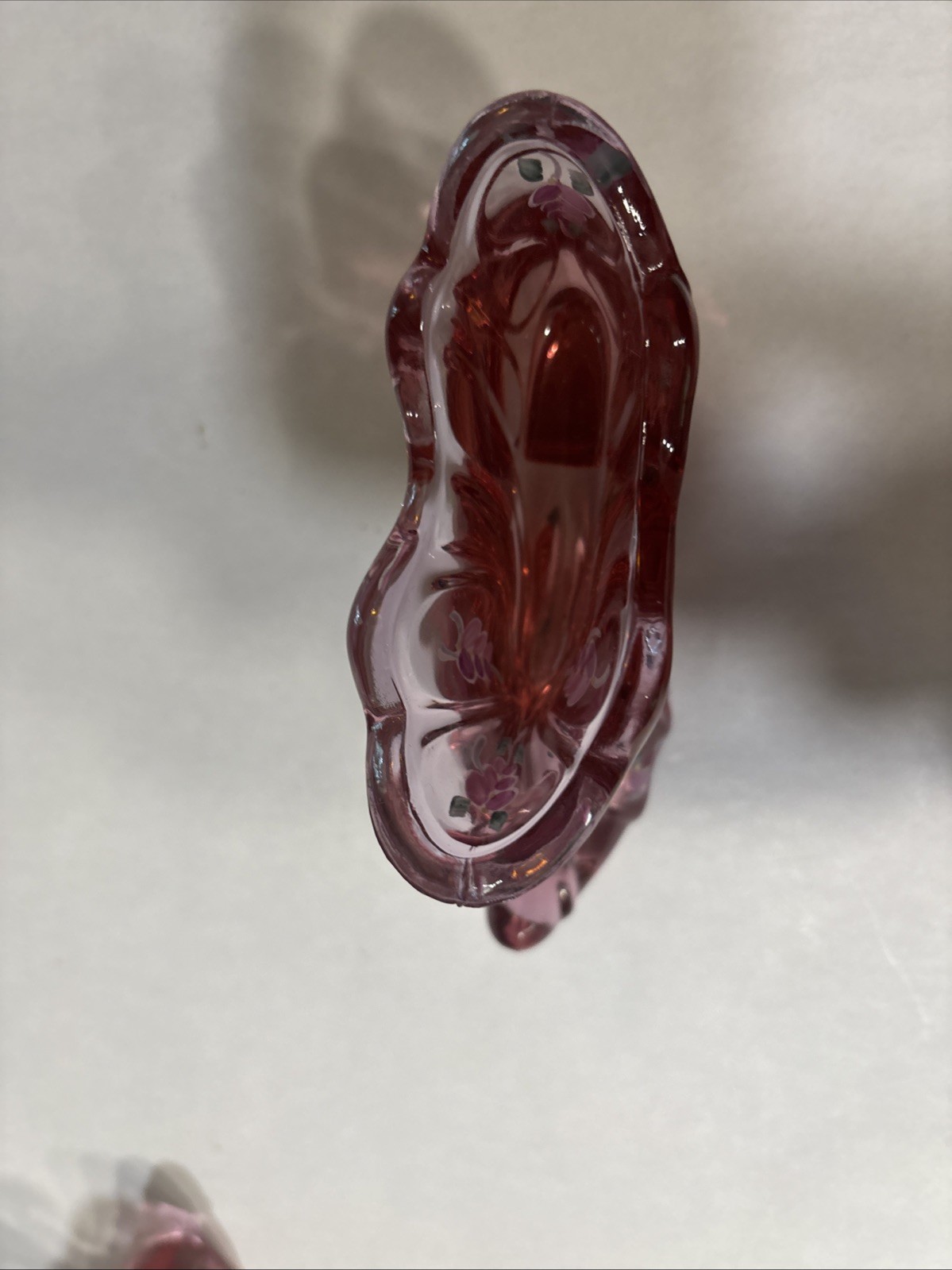 Fenton Pink Glass Handpainted And Signed Slippers