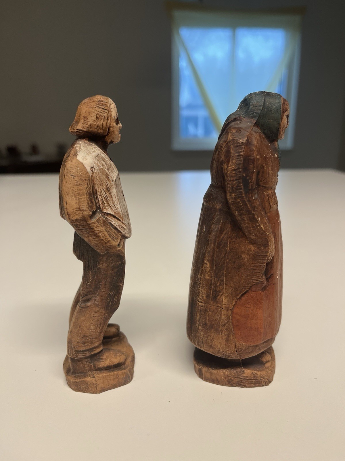 Set of Vintage Judaica Syroco Wood Old Jewish Couple Figures 1939