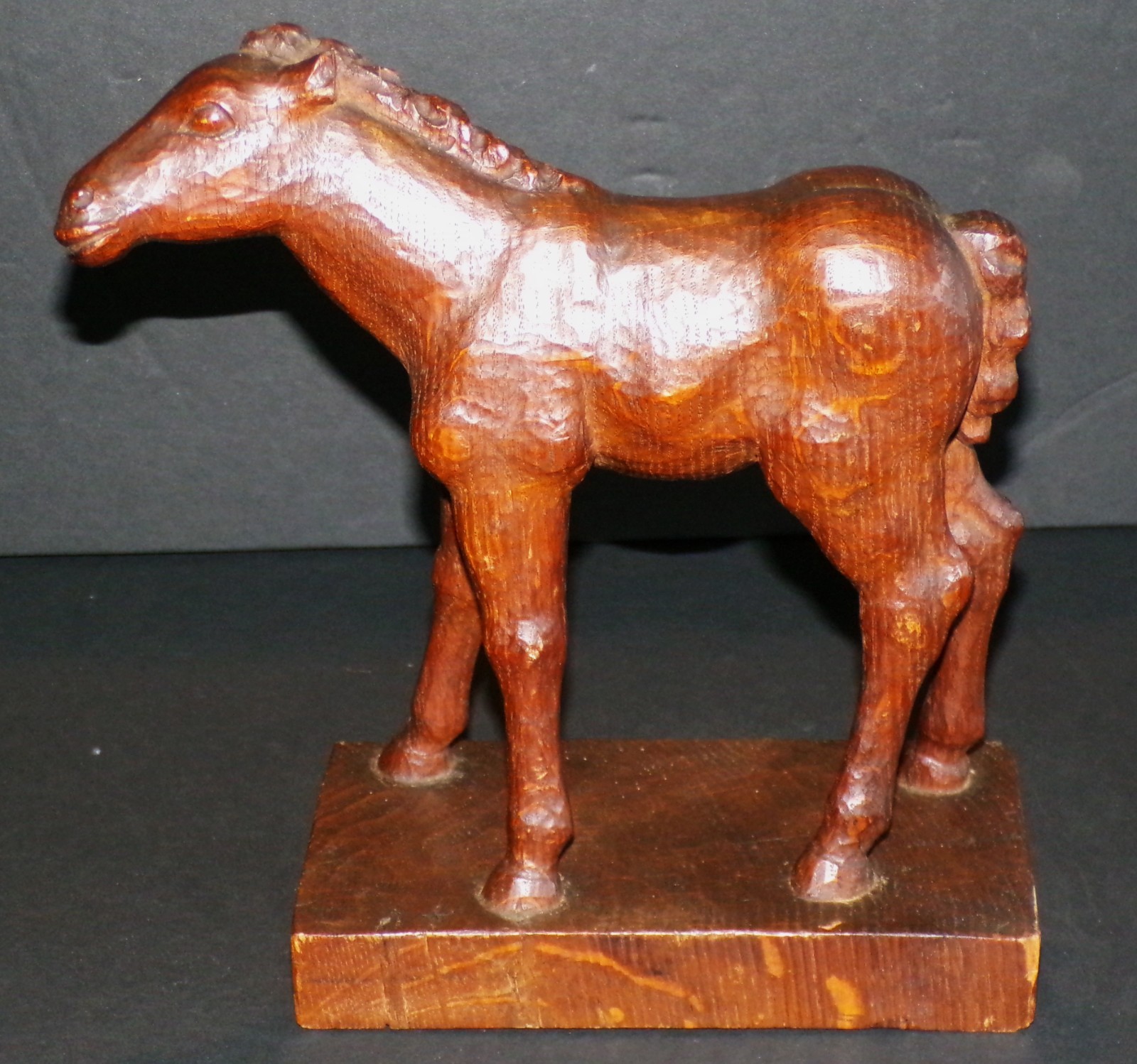 Vintage Black Woods Germany Carving Style 1934 K. Siegel Carved Colt Horse *S