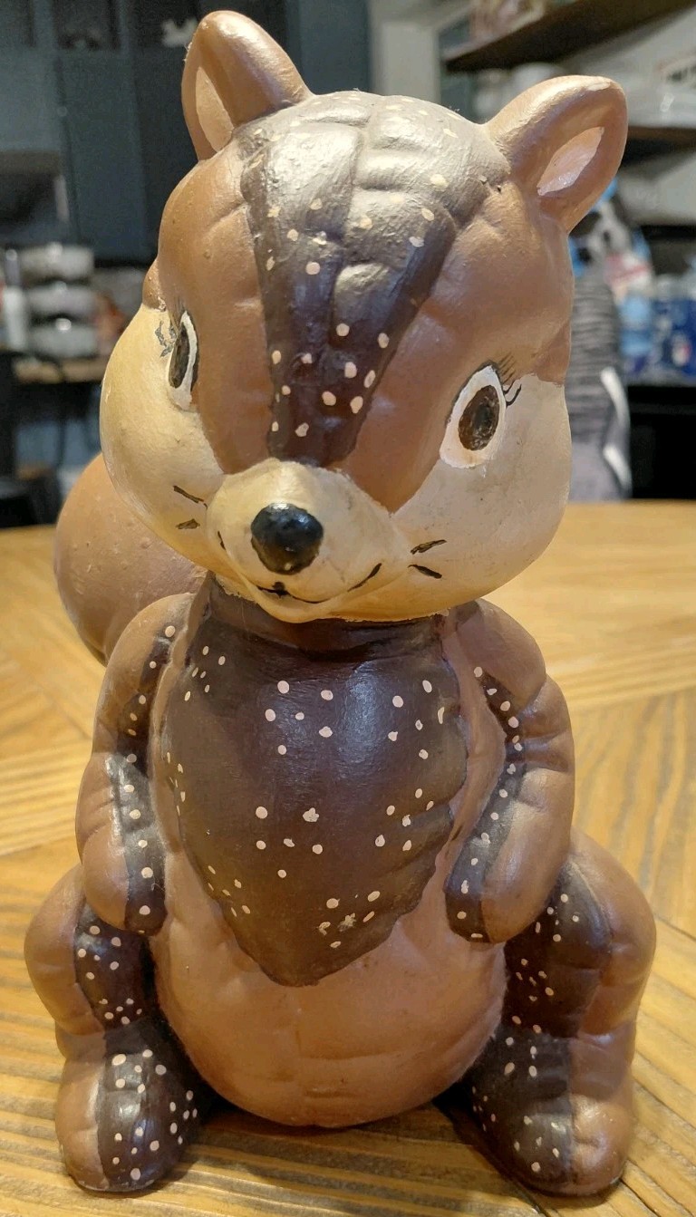 Vintage Ceramic Quilted Squirrel Decor Lodge Forest Decor