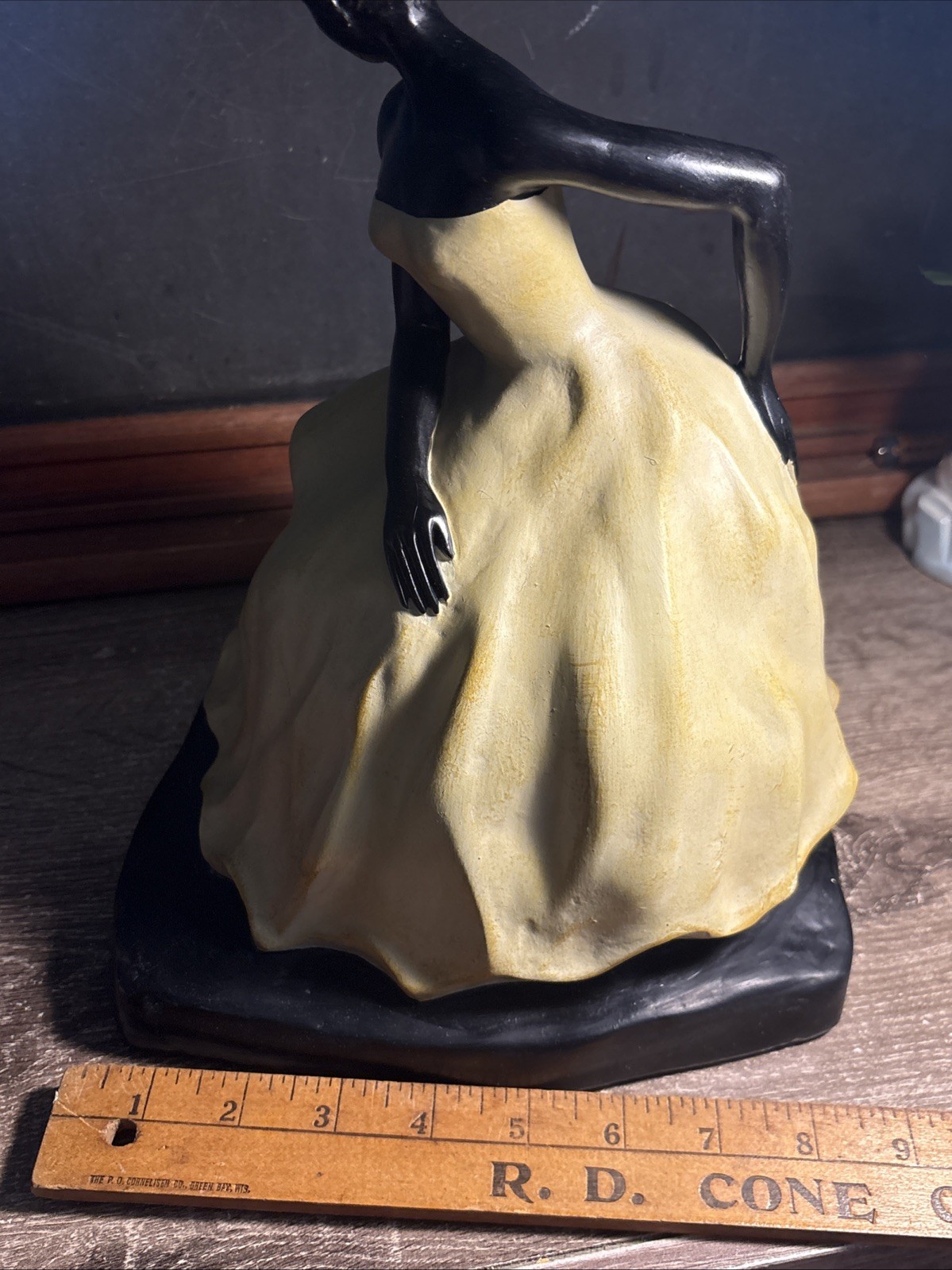 Vintage Art Deco Style Seated Lady Resin Sculpture Elegant Woman Ivory Black