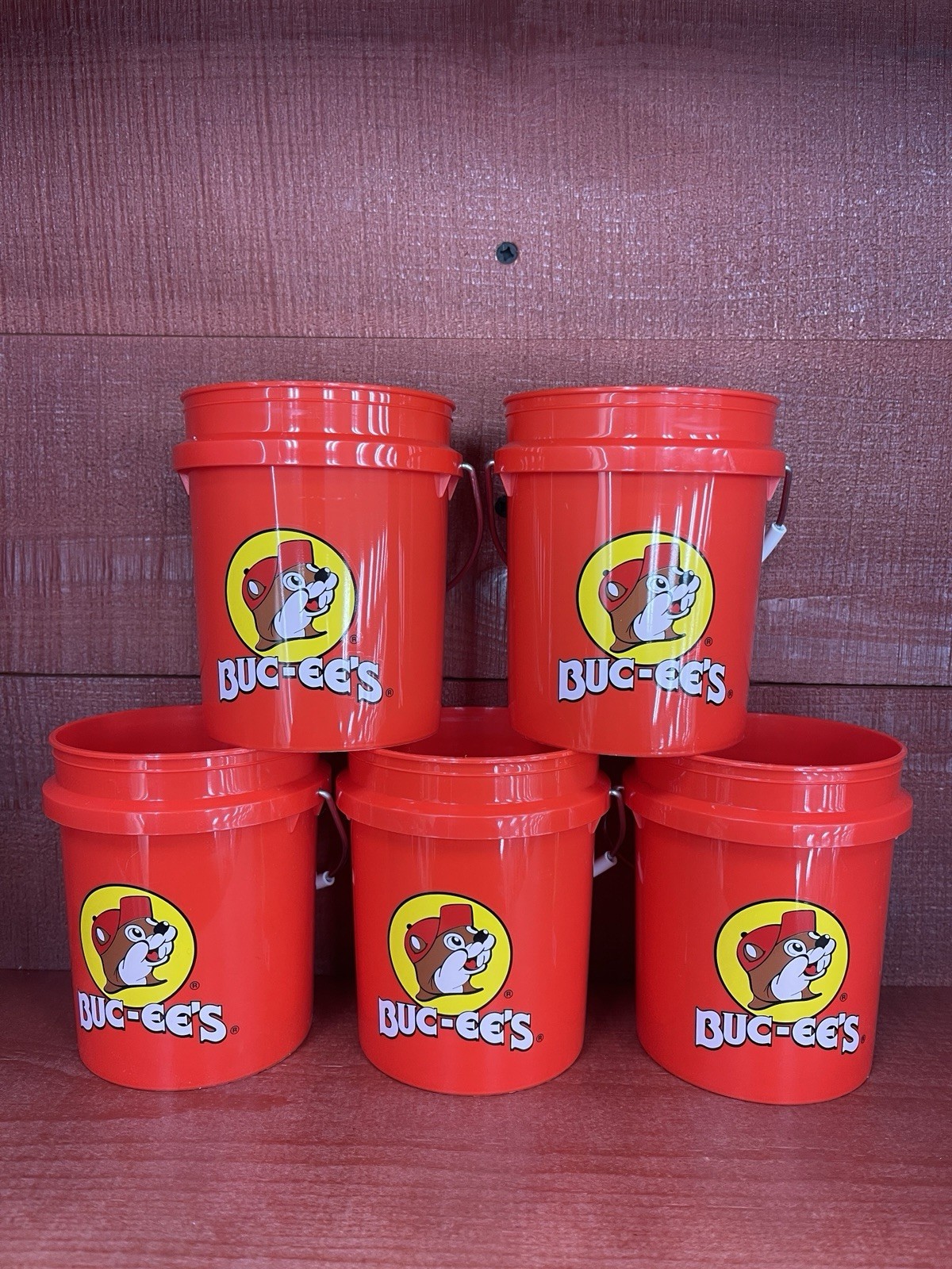 NEW Lot of 5 Buc-ees Bucees Mini Buckets 4” Tall